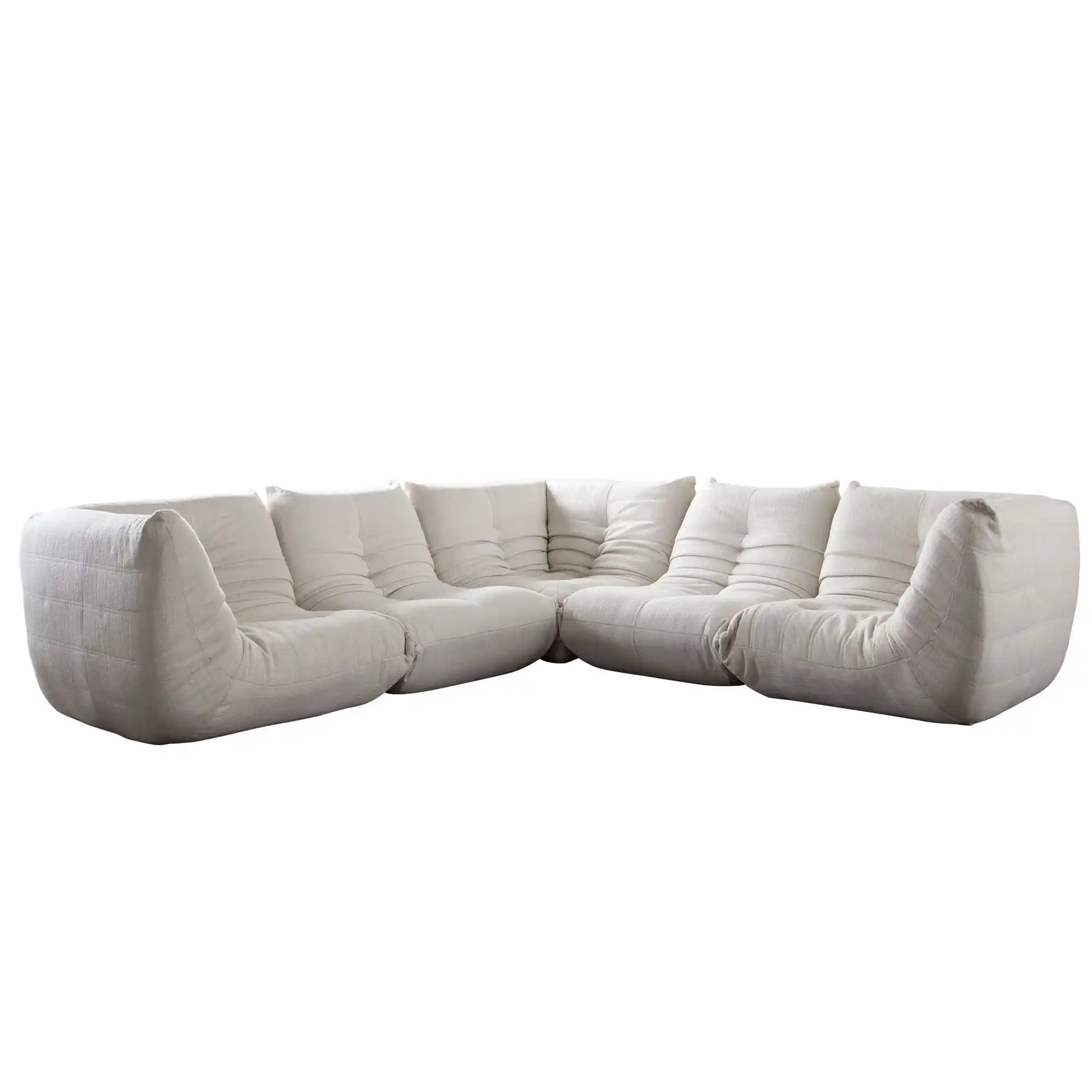 Ezra 5 Piece Modular Lounger – Cream Linen Fabric - Best Buy Furniture