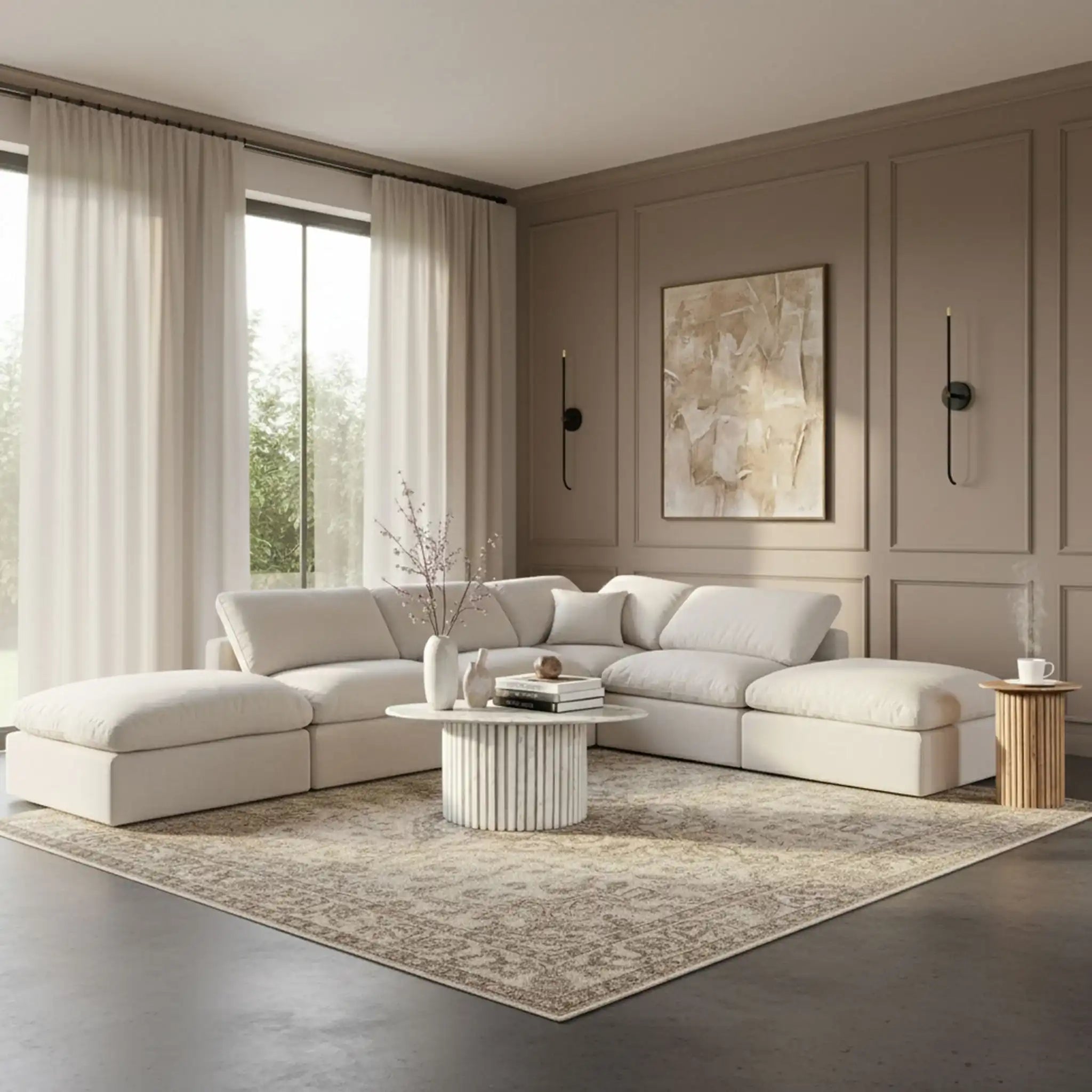 Indulge - Linen 6 Piece Modular Armless Sectional