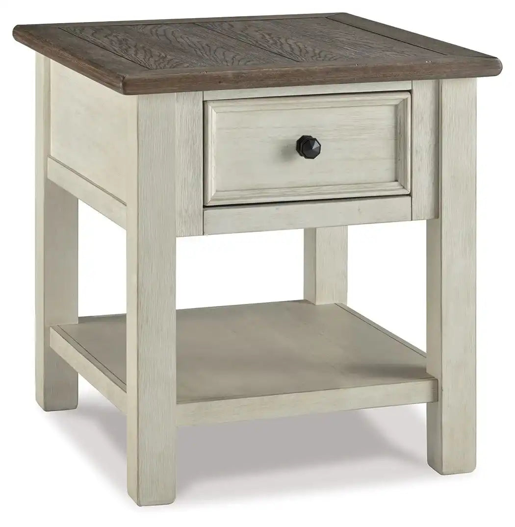 Bolanburg - Rectangular End Table - White / Brown / Beige - Best Buy Furniture