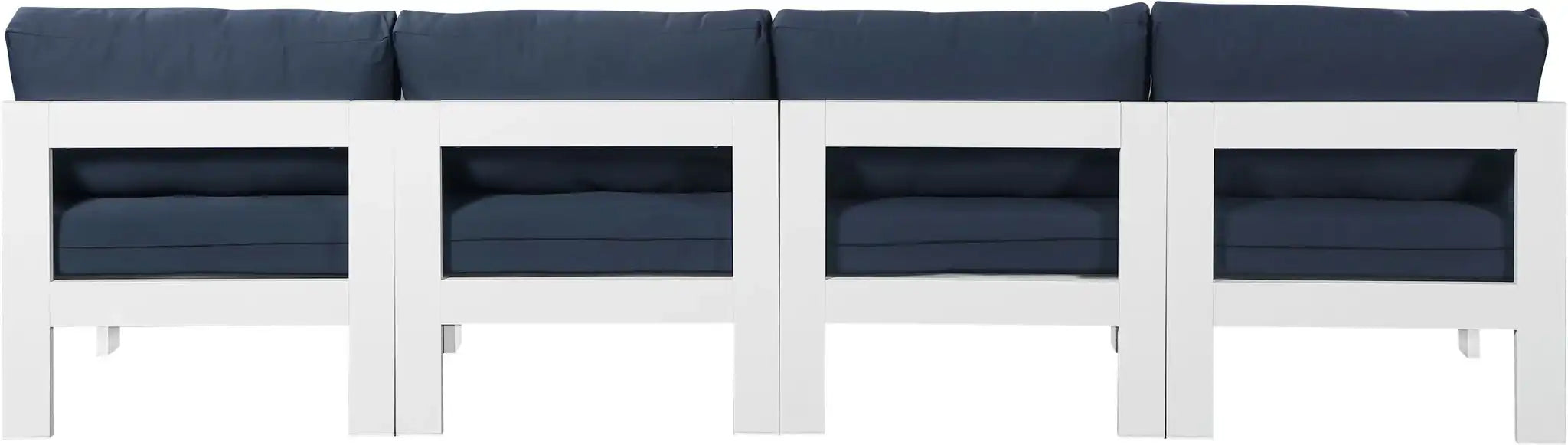 Nizuc - Outdoor Patio 4 Seat Armless Modular Sofa With White Frame