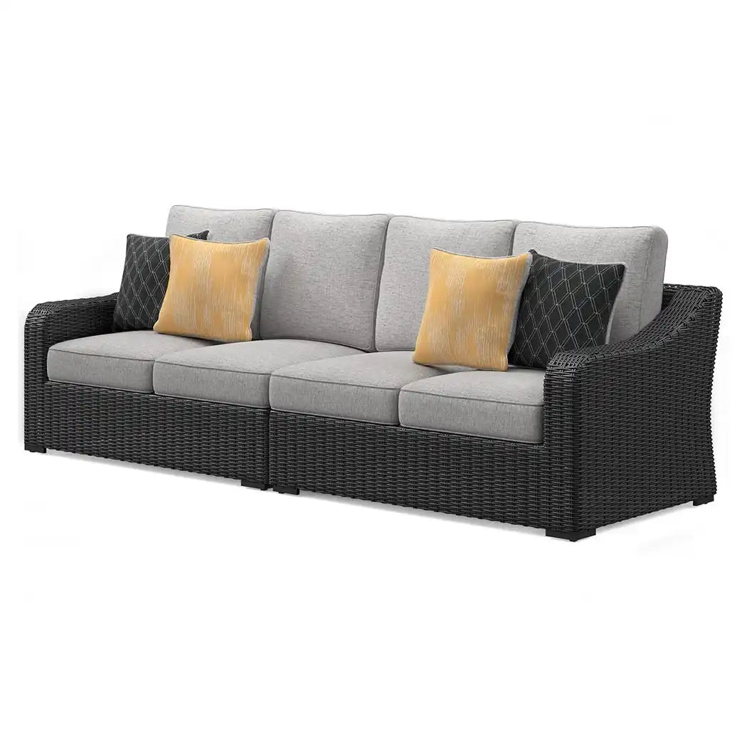 Beachcroft - 2-Piece Outdoor Loveseat with Cushion - Black / Light Gray - Best Buy Furniture