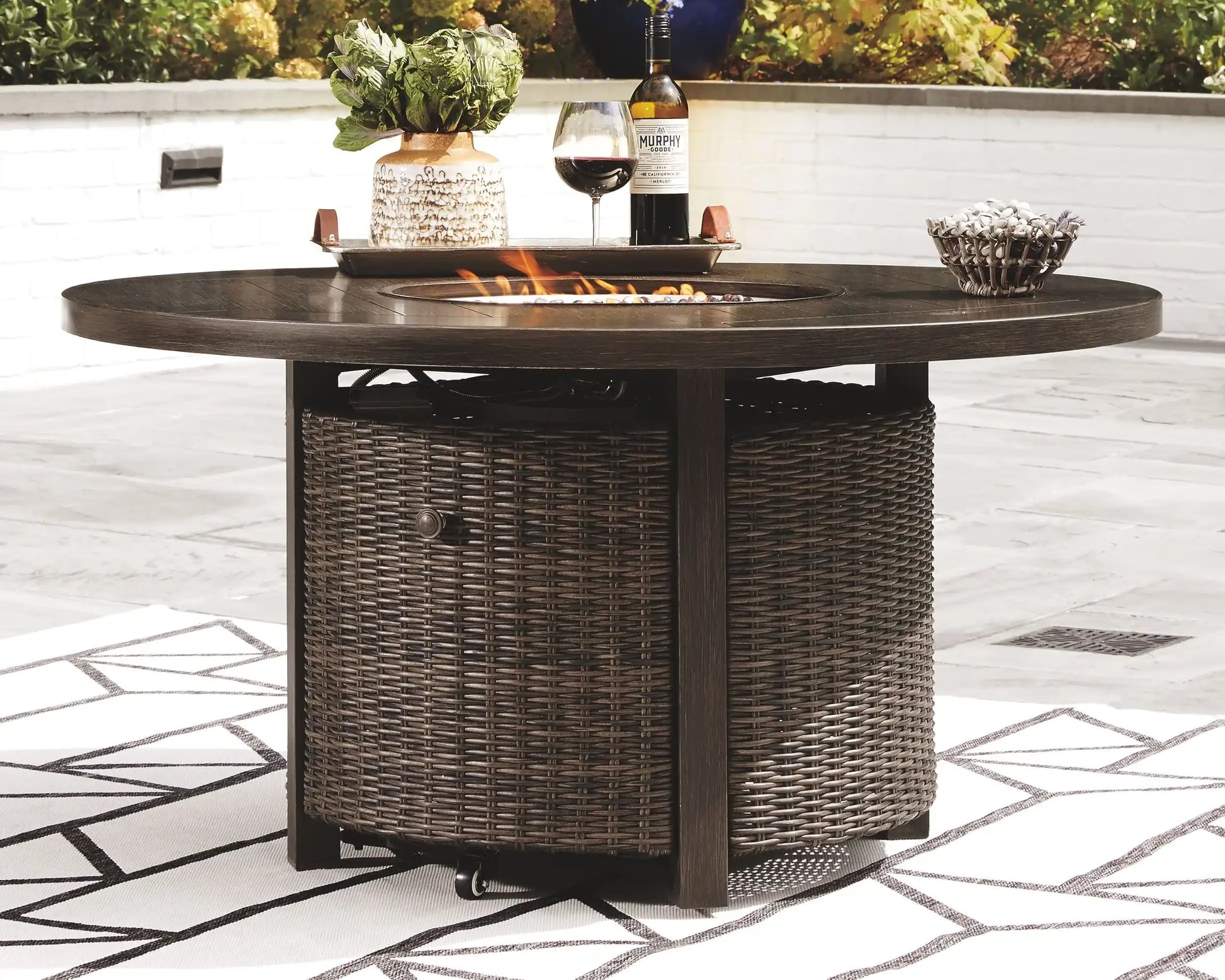 Paradise Trail - Round Fire Pit Table - Medium Brown - Best Buy Furniture