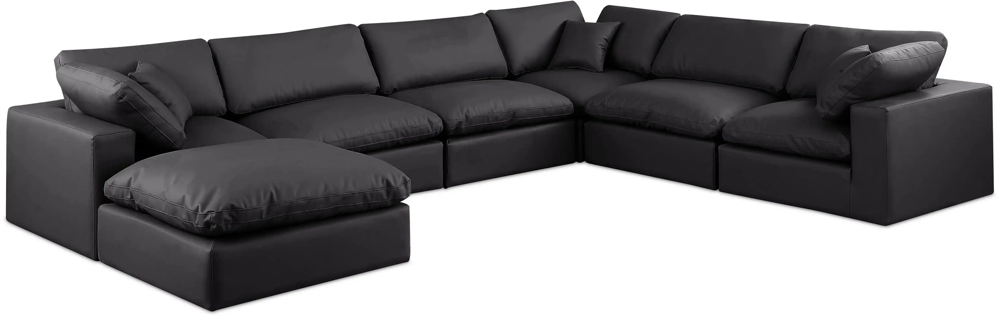 Comfy - 7 Piece Faux Leather Modular Sectional With Chaise - Best Buy Furniture