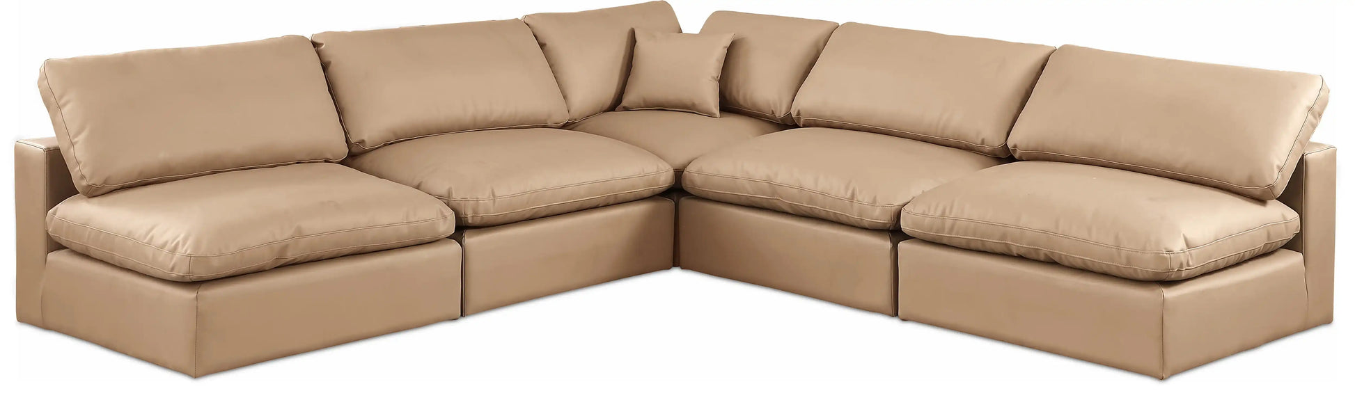Comfy - 5 Piece Faux Leather Modular Corner Armless Sectional - Tan - Best Buy Furniture