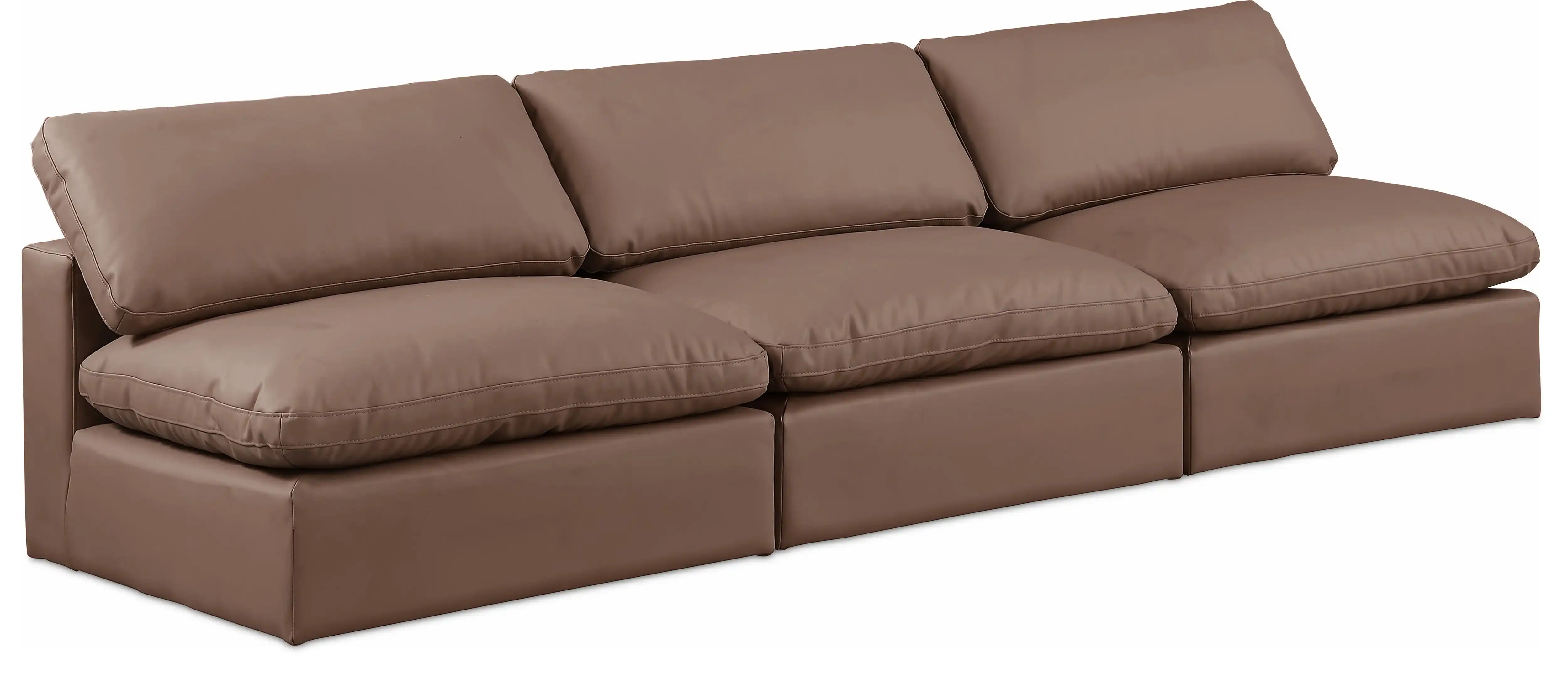 Comfy - Faux Leather Modular Armless Sofa 3 Seats - Best Buy Furniture