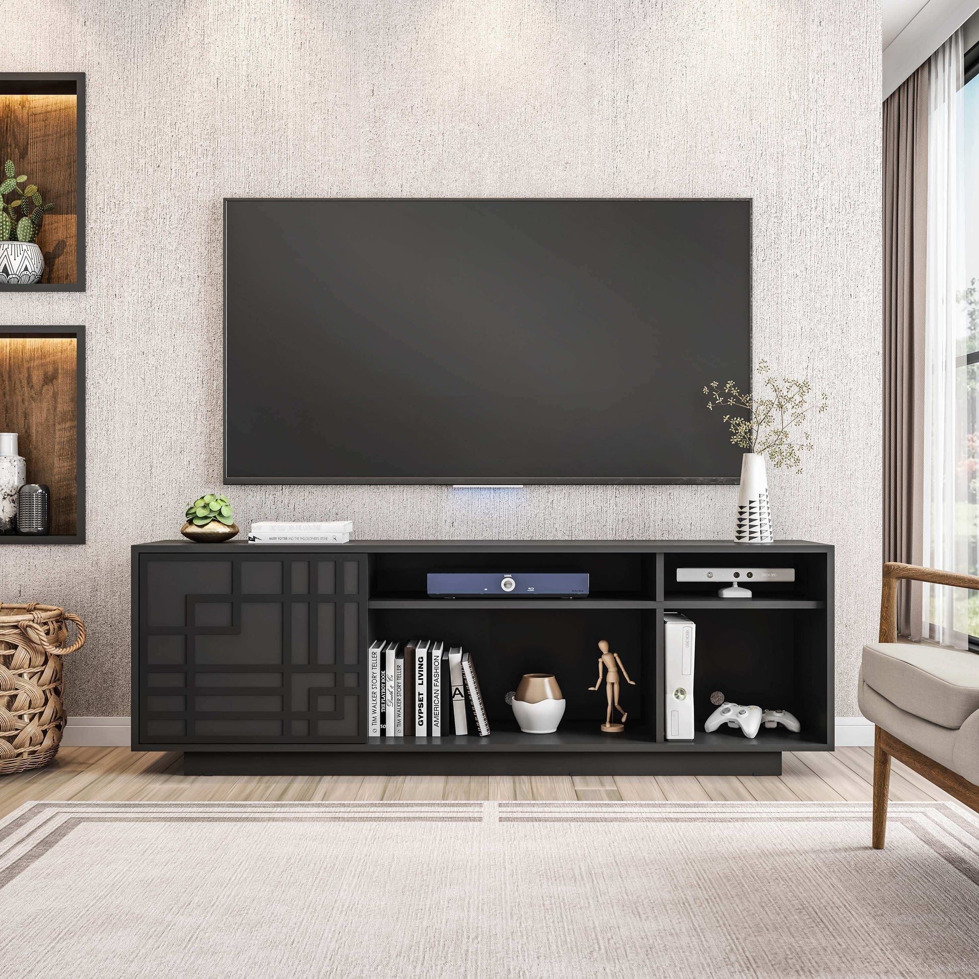 Techni Mobili Contemporary TV Stand for TVs Up to 70 IN., Black - Best Buy Furniture