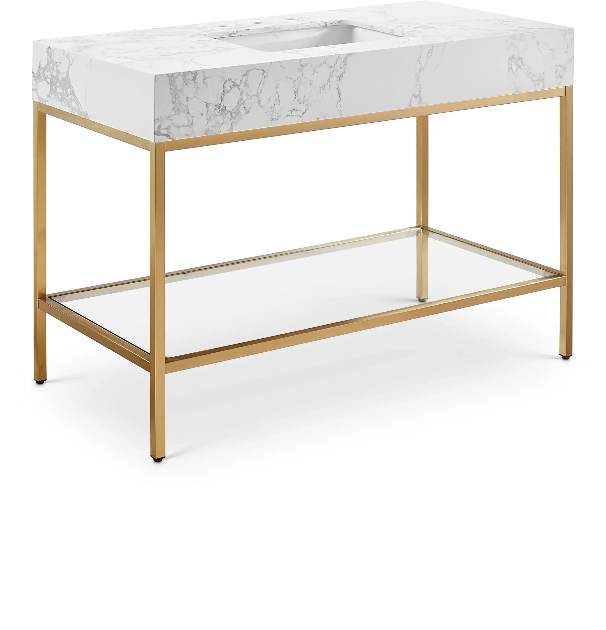 Marmo - Engineered Marble Bathroom Vanity With Gold Base - Best Buy Furniture