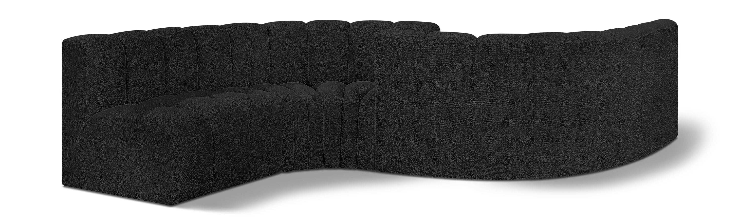 Arc - Boucle Fabric 6 Piece Modular Sofa - Black - Best Buy Furniture