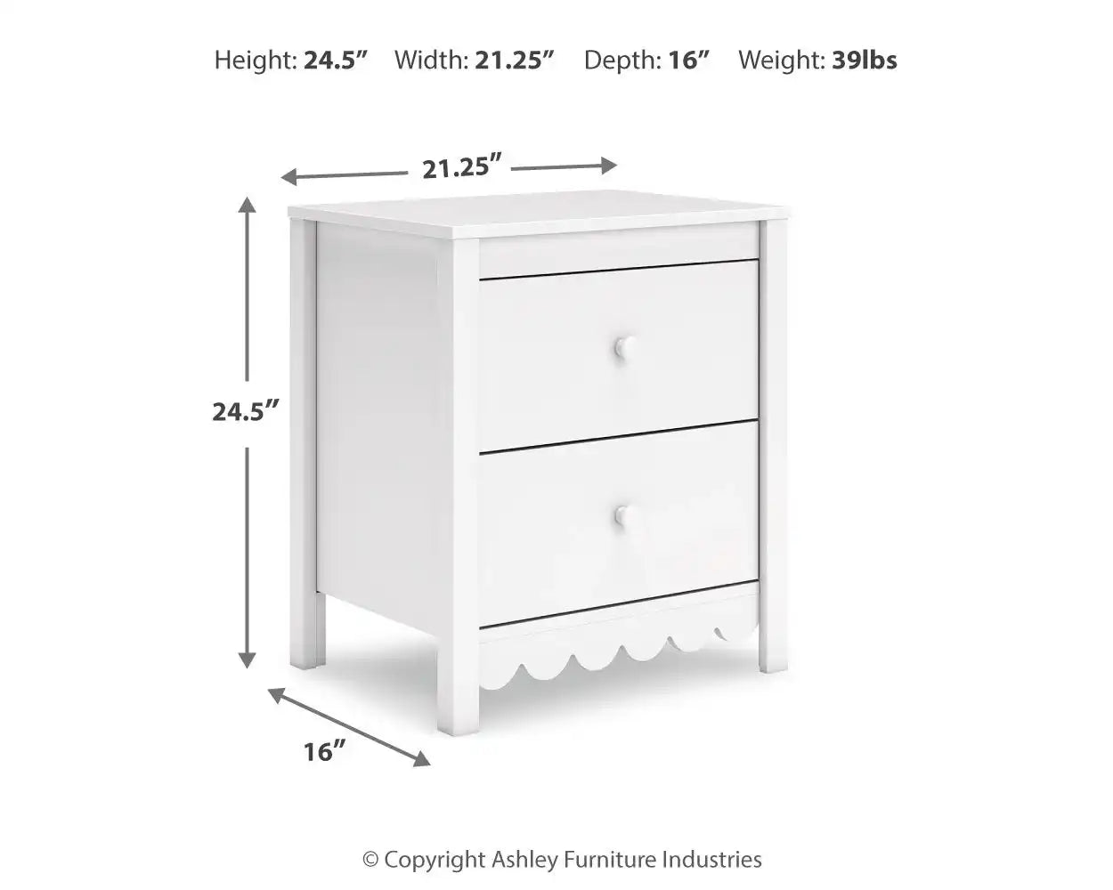 Hallityn - Two Drawer Night Stand - White - Best Buy Furniture