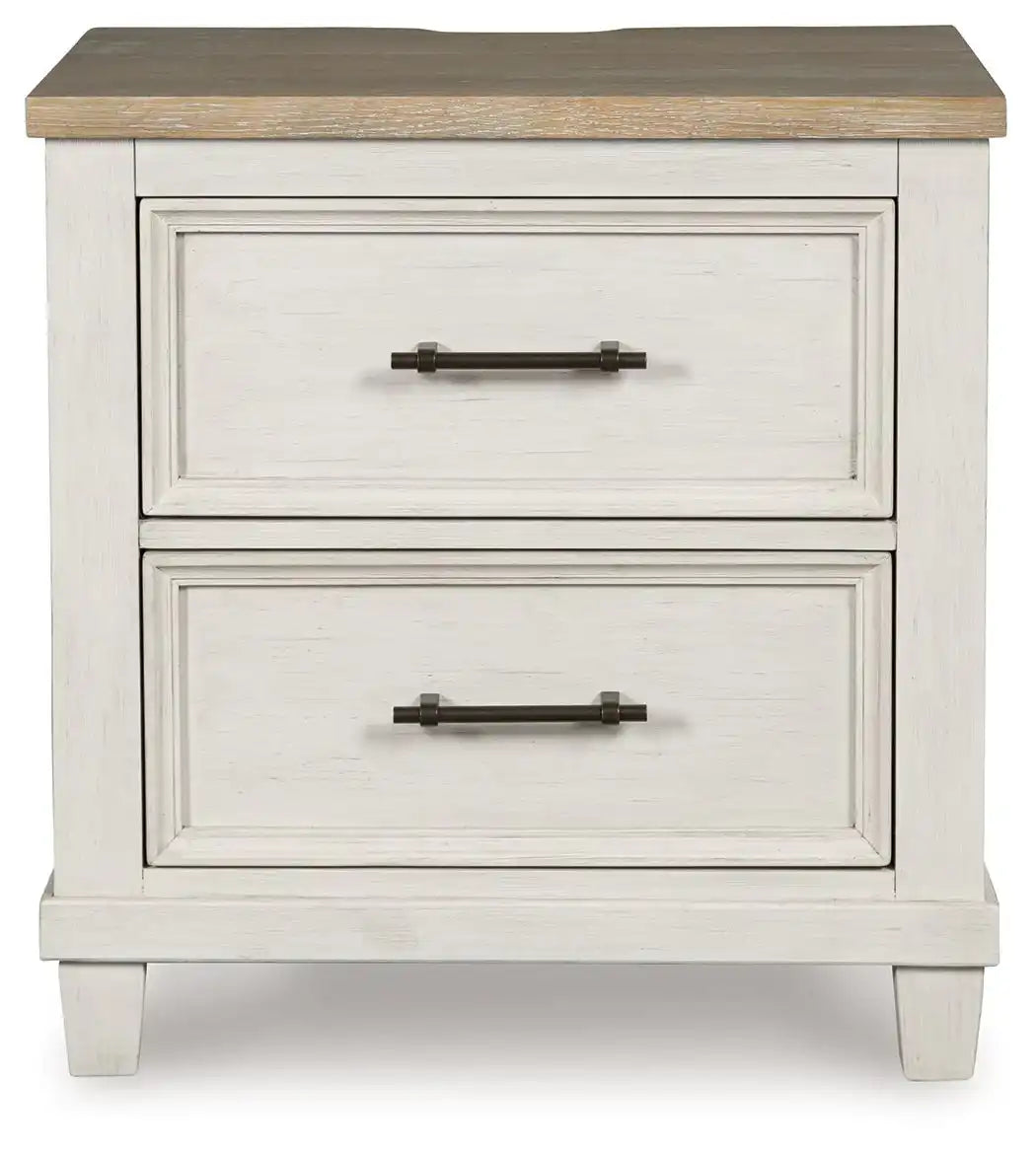 Shaybrock - Two Drawer Night Stand - Antique White / Brown - Best Buy Furniture
