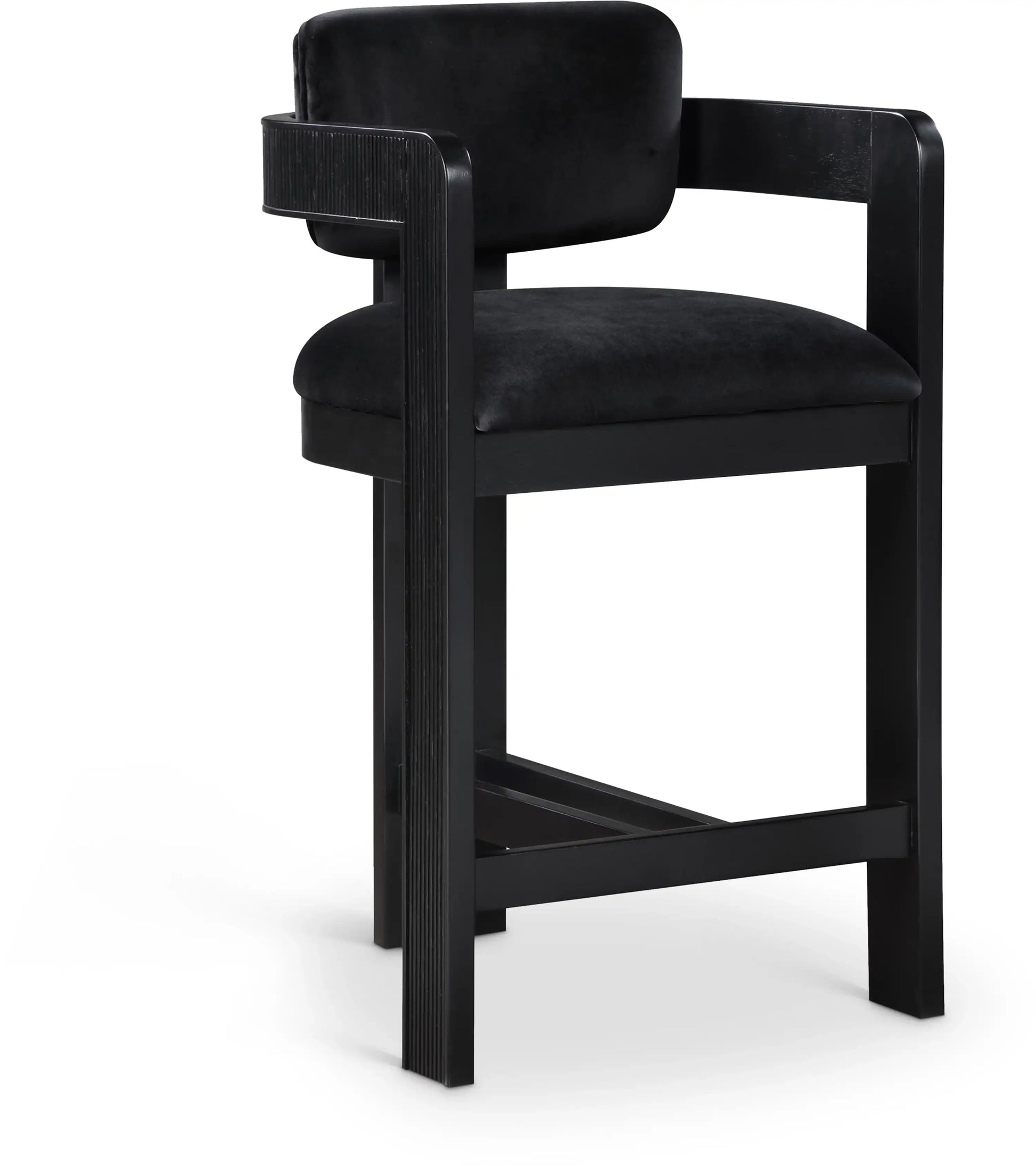Sacha - Velvet Stool With Black Base - Best Buy Furniture