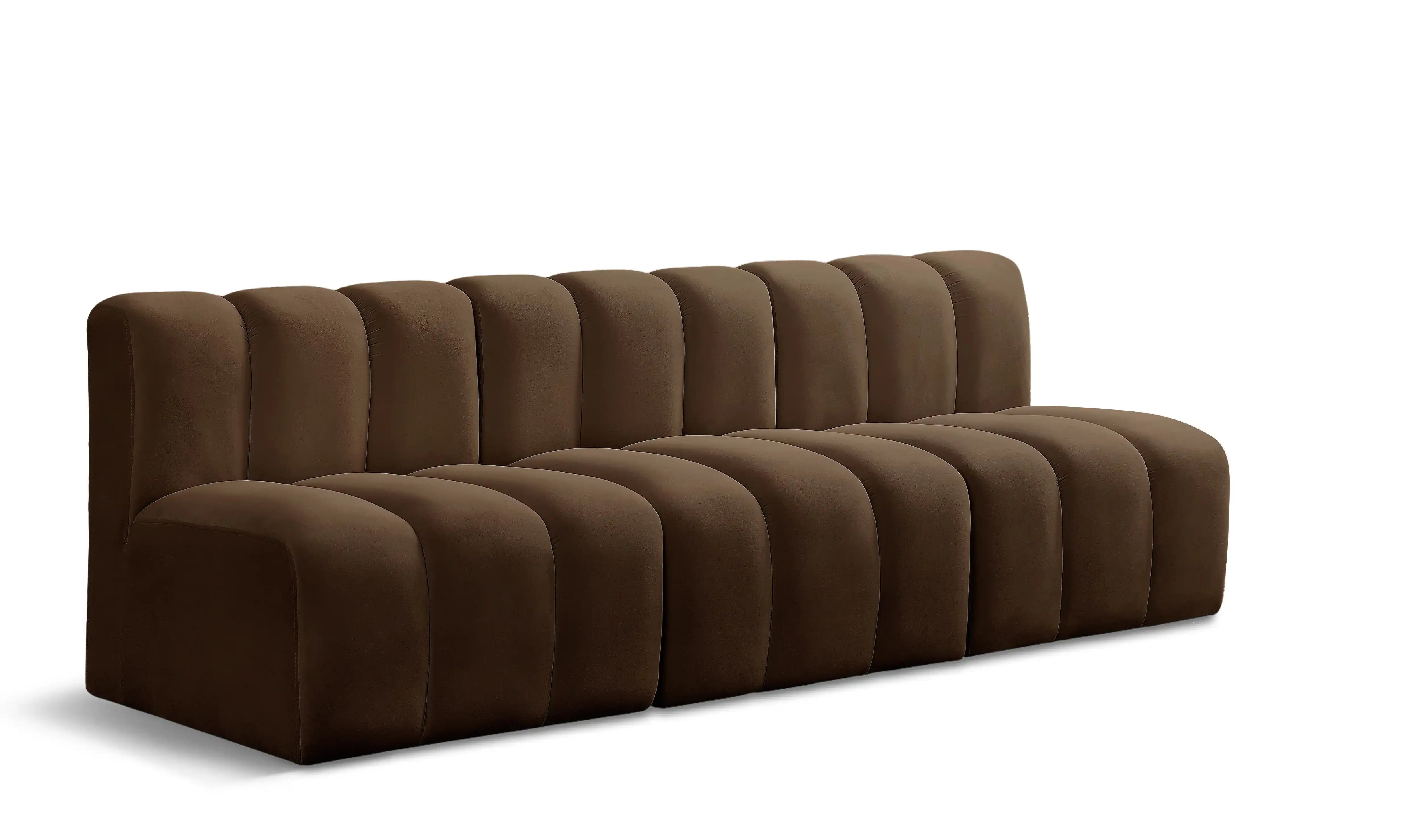 Arc - Velvet 4 Piece Modular Straight Sofa - Brown - Best Buy Furniture