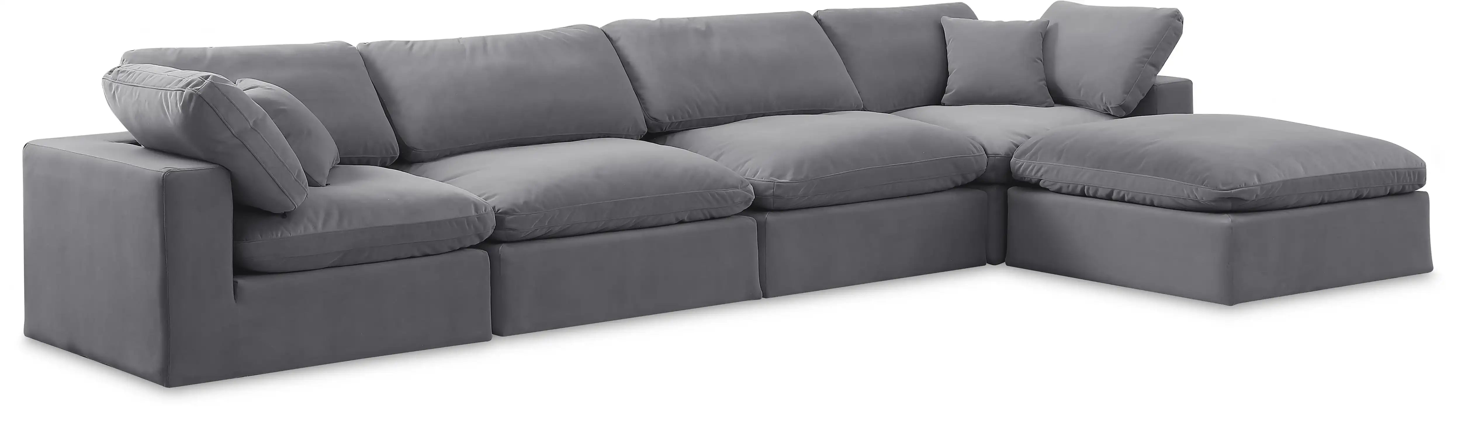Comfy - 5 Piece Velvet Modular Sectional With Chaise - Best Buy Furniture