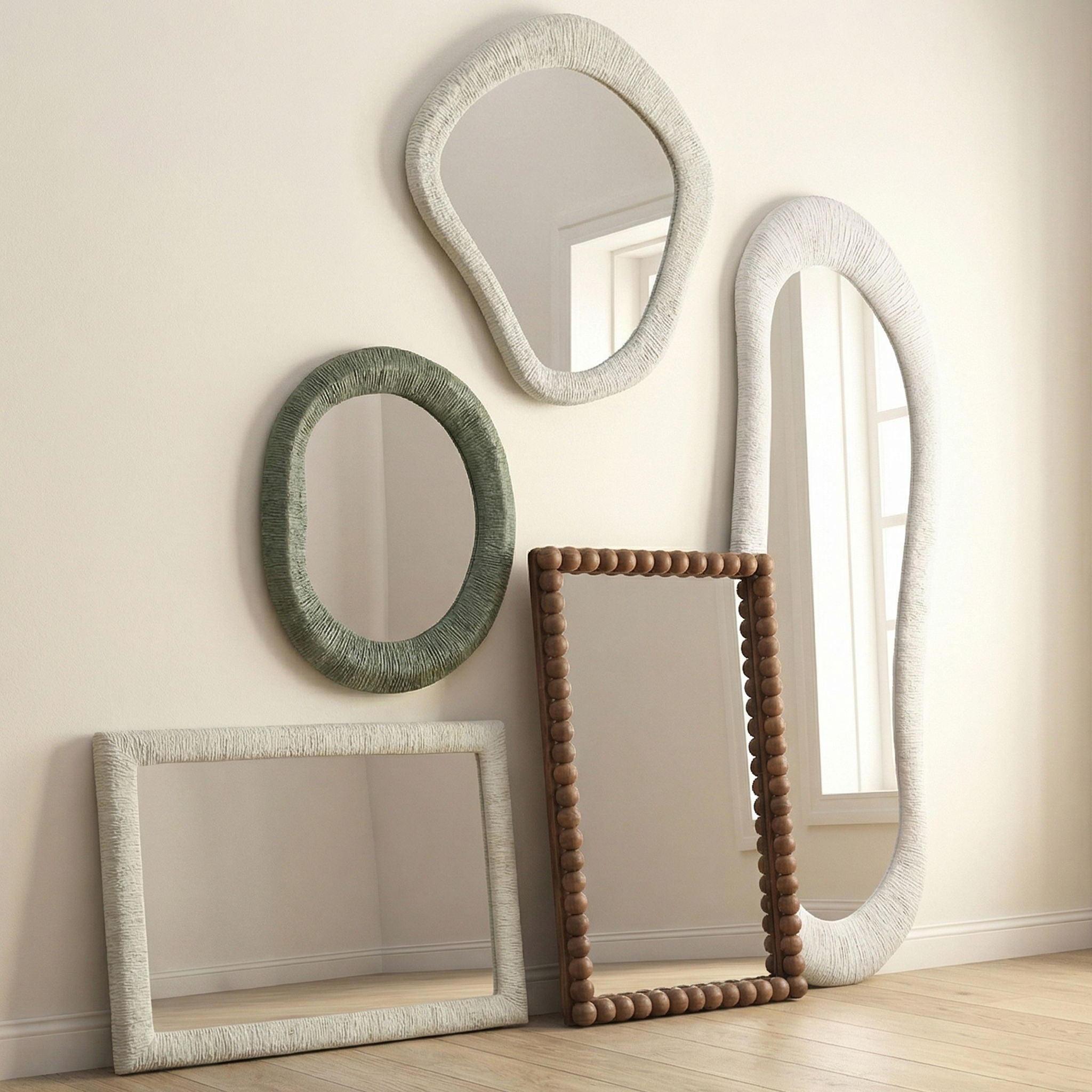 Cheyanne - 29" x 44" Carved Solid Wood Rectangular Wall Mirror - Natural