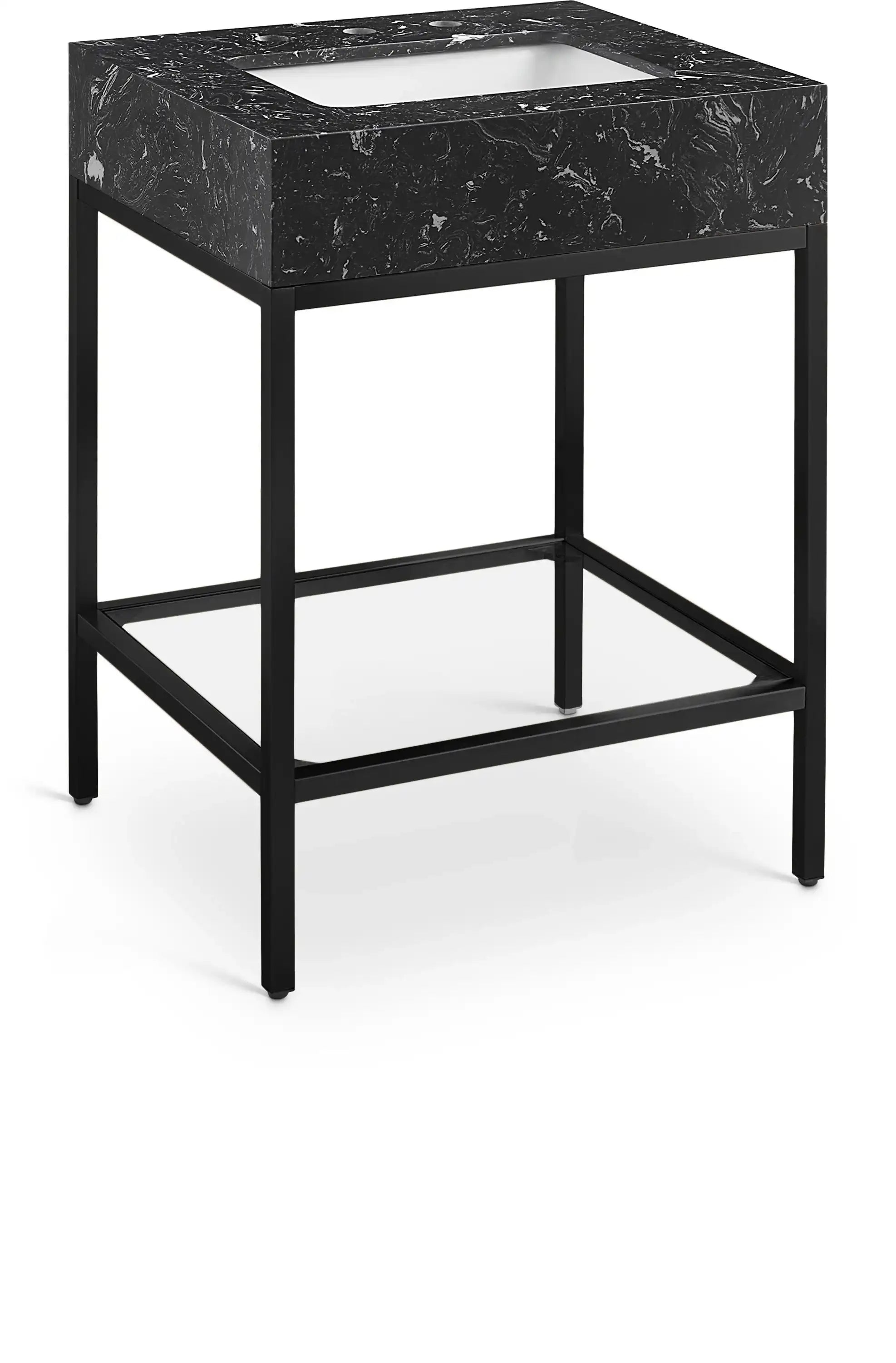 Marmo - Engineered Marble Bathroom Vanity With Black Base - Best Buy Furniture