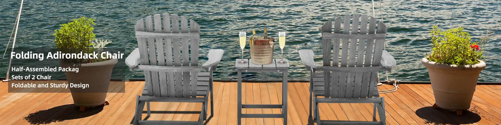 Set of 2 Solid Cedar Wood Adirondack Chairs, Outdoor Lounge - Best Buy Furniture