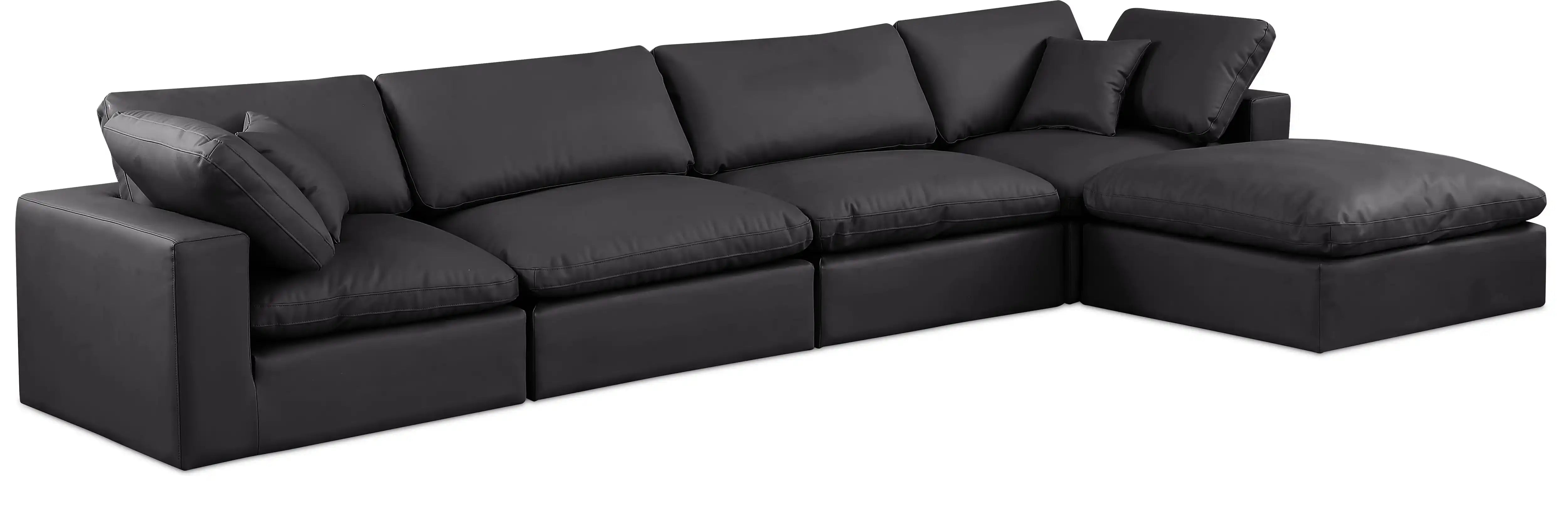 Comfy - 5 Piece Faux Leather Modular Sectional With Chaise - Best Buy Furniture