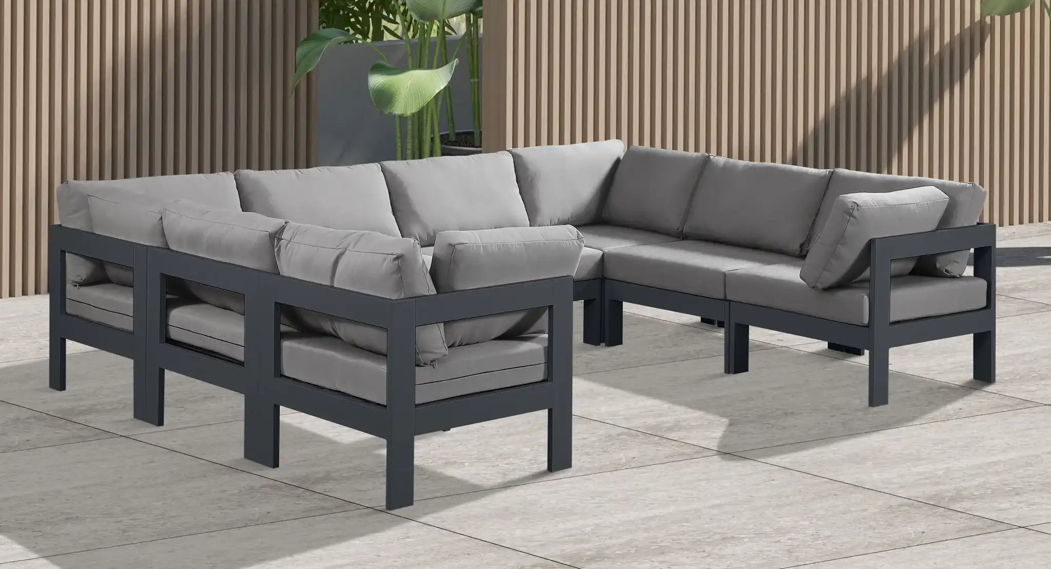 Nizuc - Outdoor Patio 8 Piece Modular Sectional With Gray Frame