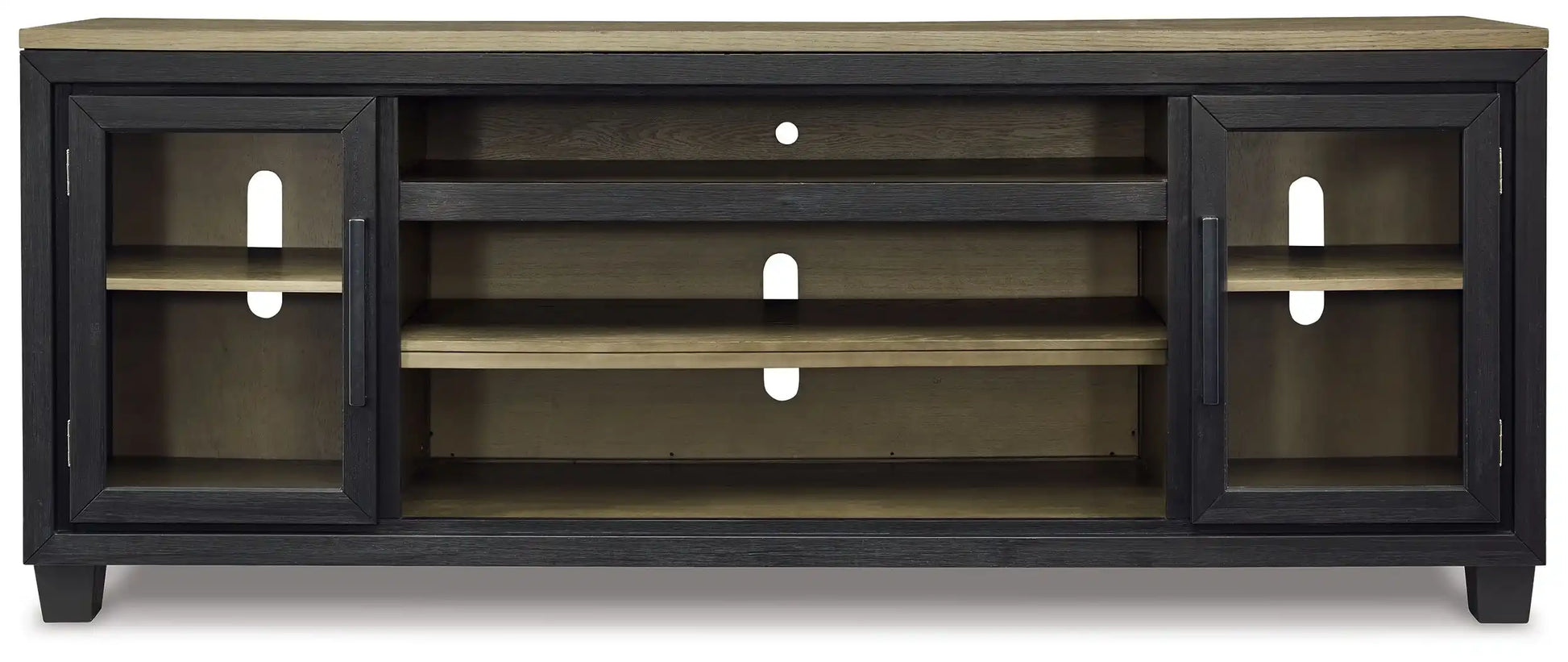 Foyland - XL TV Stand w/Fireplace Option - Black / Brown - Best Buy Furniture