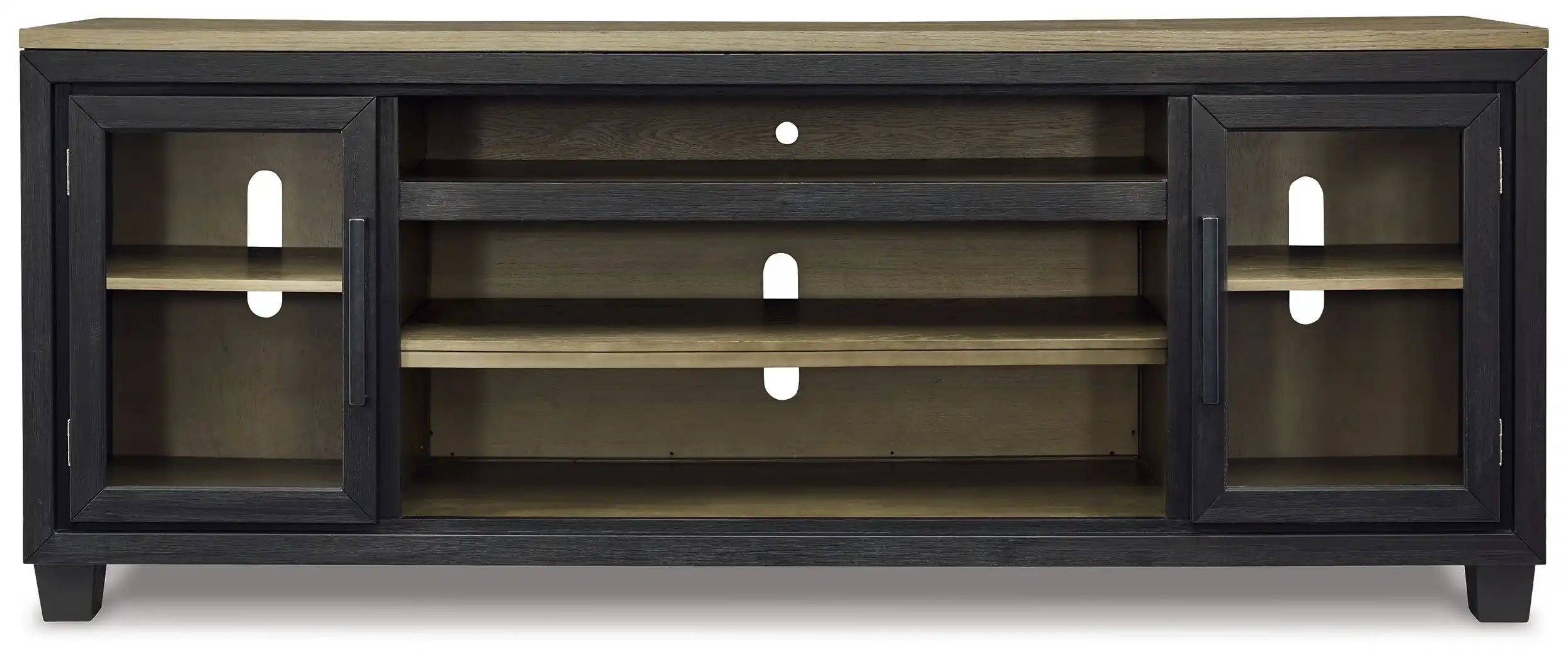 Foyland - XL TV Stand w/Fireplace Option - Black / Brown - Best Buy Furniture
