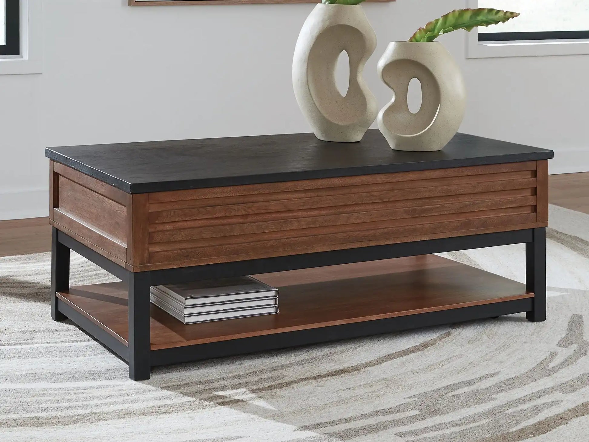 Kallari - Lift Top Cocktail Table - Warm Brown / Black - Best Buy Furniture