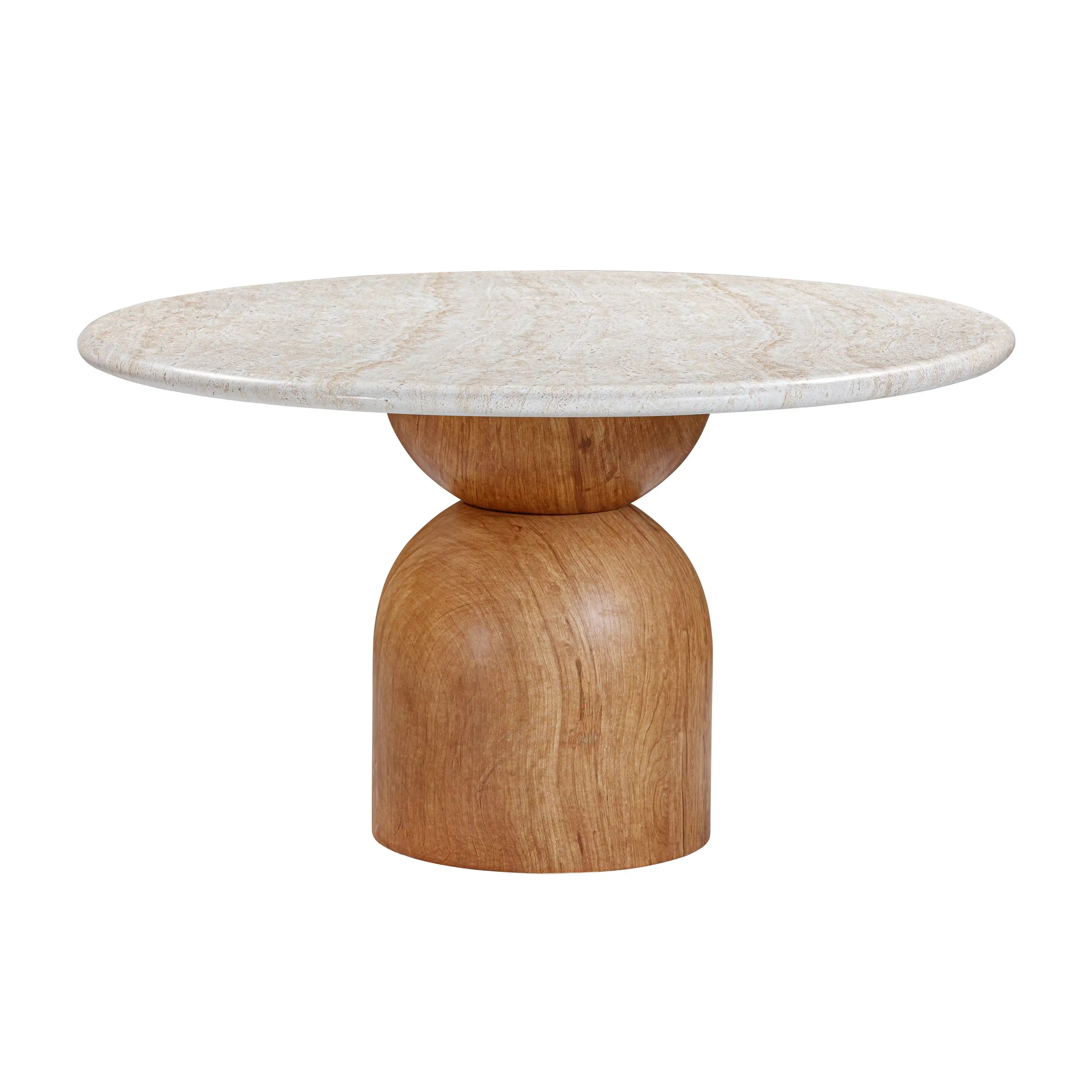 Cynthia - Concrete Indoor / Outdoor Round Dining Table - Travertine - Best Buy Furniture