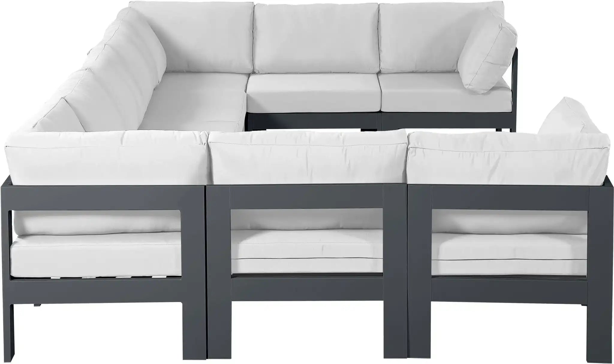 Nizuc - Outdoor Patio 9 Piece Modular Sectional With Gray Frame