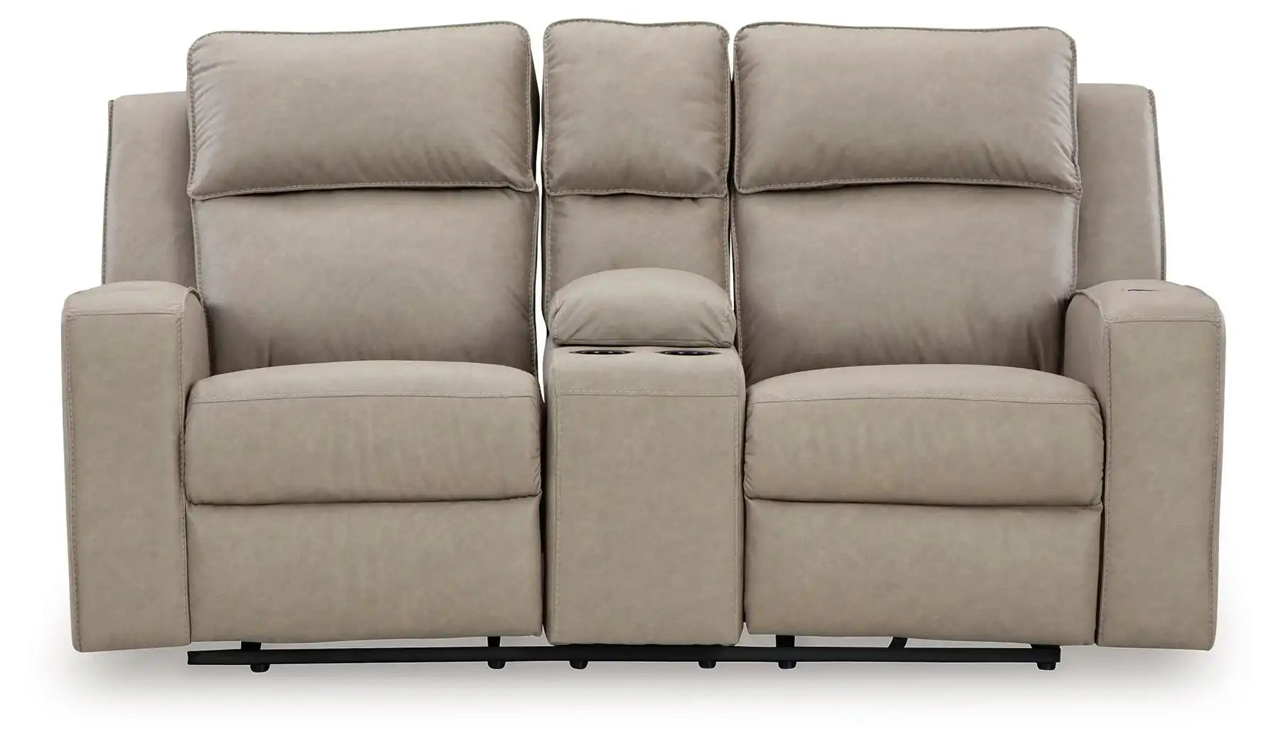 Lavenhorne - Dbl Rec Loveseat W/Console - Pebble - Best Buy Furniture