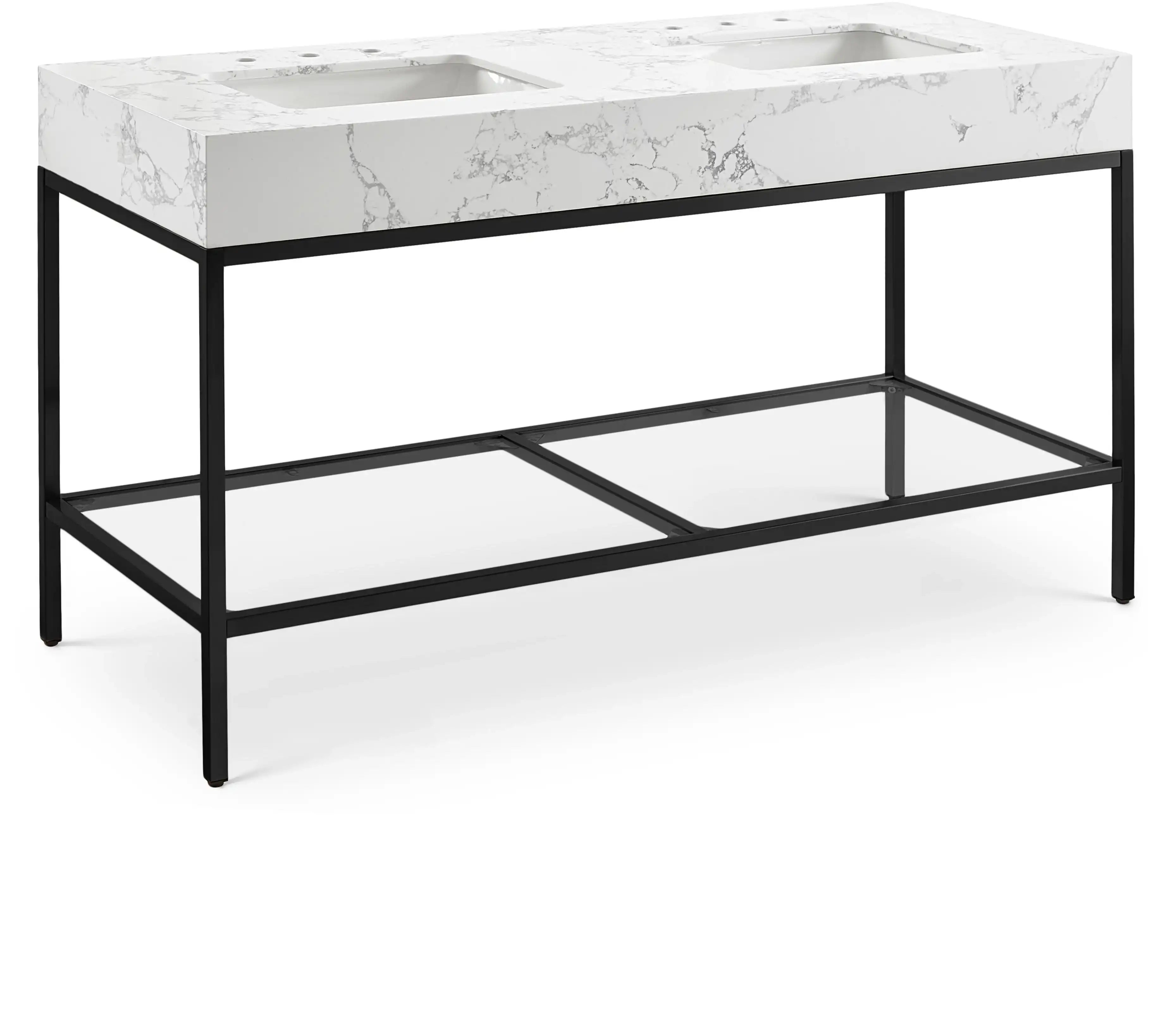 Marmo - Engineered Marble Bathroom Vanity With Black Base - Best Buy Furniture