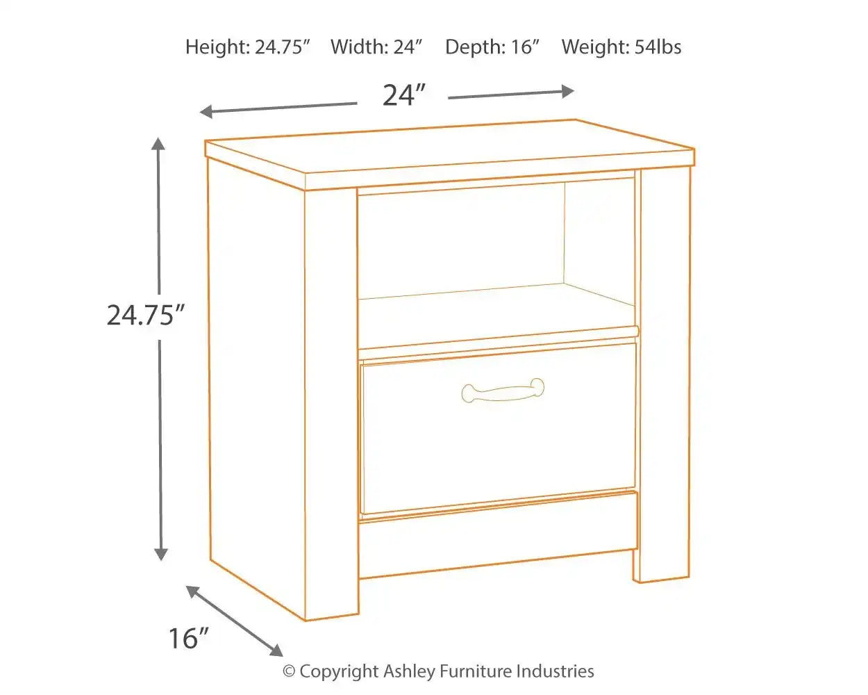 Bellaby - One Drawer Night Stand - Whitewash - Best Buy Furniture