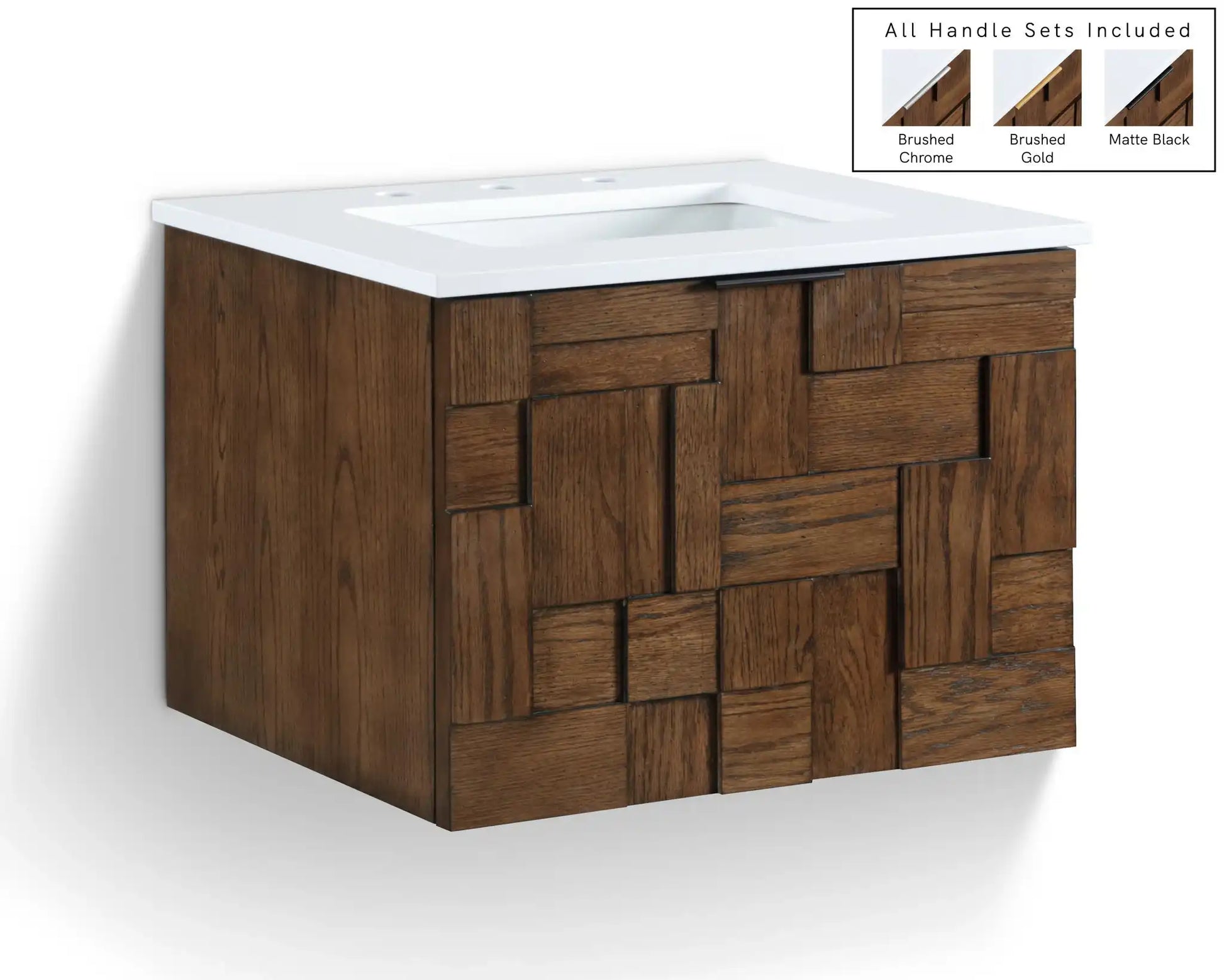 Leonardo - Engineered Stone And Solid Wood 24" Wall Mounted Bathroom Vanity - Best Buy Furniture