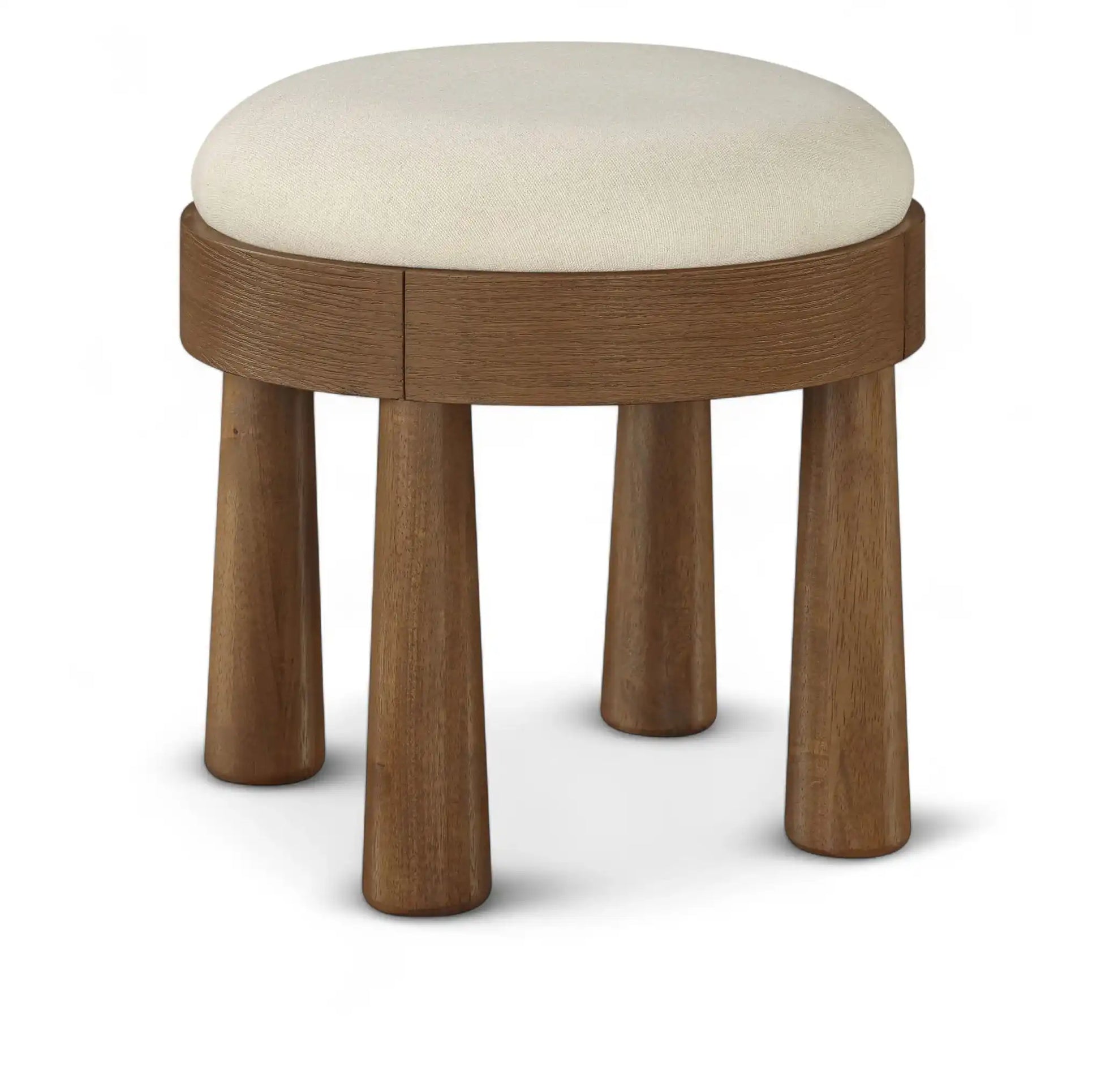 Larea - Linen Textured Fabric Upholstered Ottoman - Walnut Base - Best Buy Furniture
