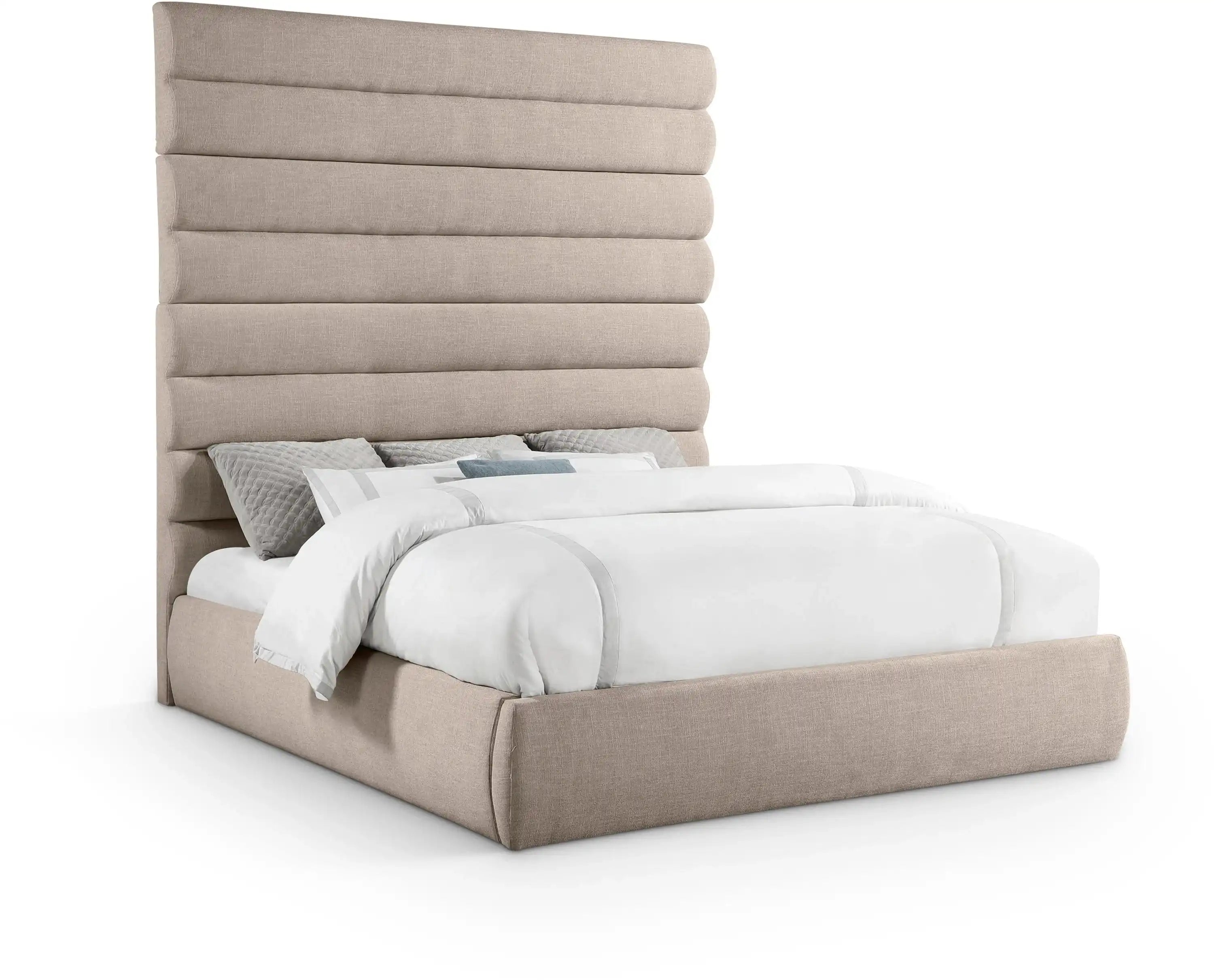 Adam - Linen Fabric Bed With 89" Headboard - Best Buy Furniture
