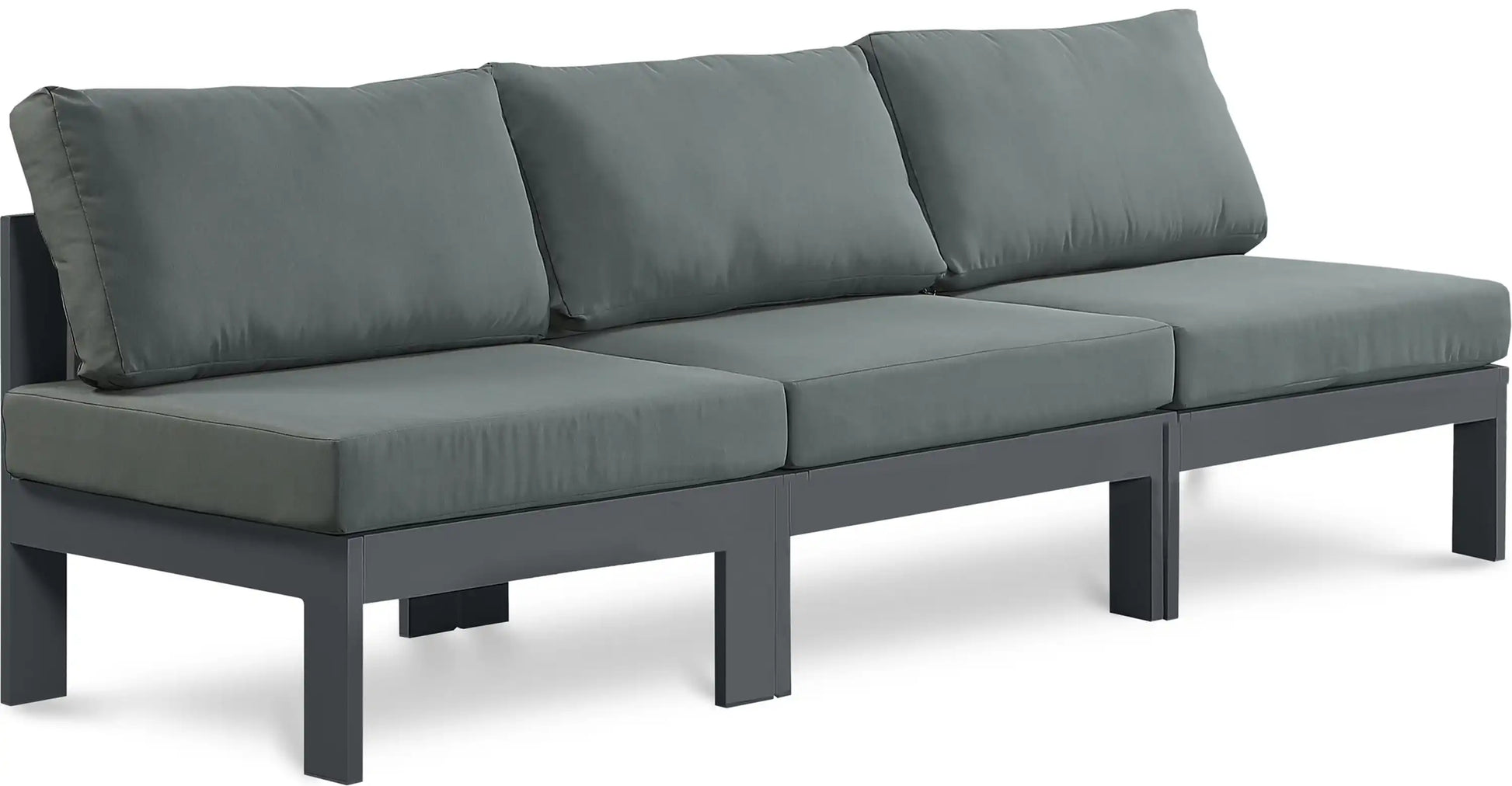 Nizuc - Outdoor Patio 3 Seat Armless Modular Sofa With Gray Frame - Best Buy Furniture
