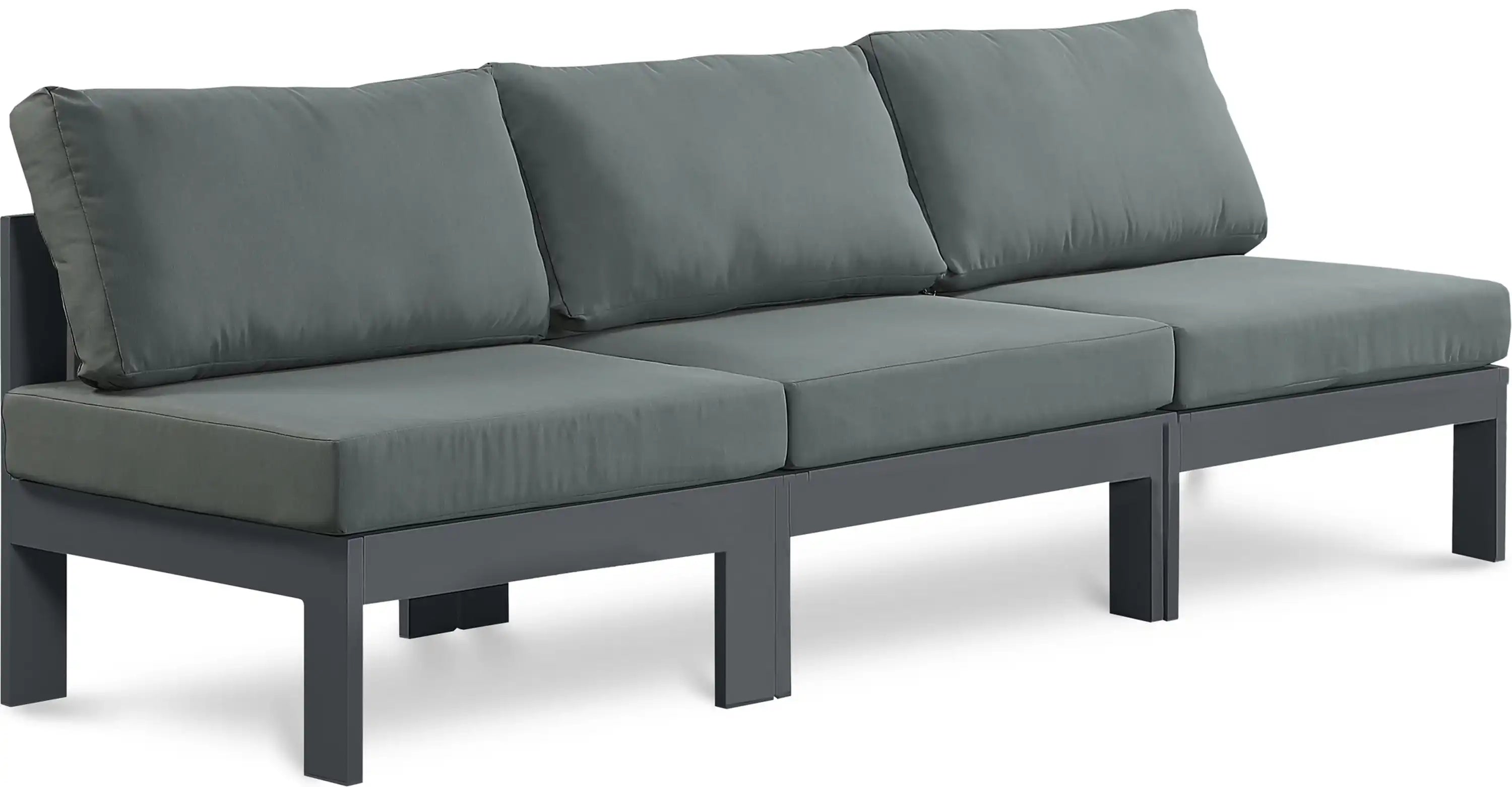 Nizuc - Outdoor Patio 3 Seat Armless Modular Sofa With Gray Frame - Best Buy Furniture