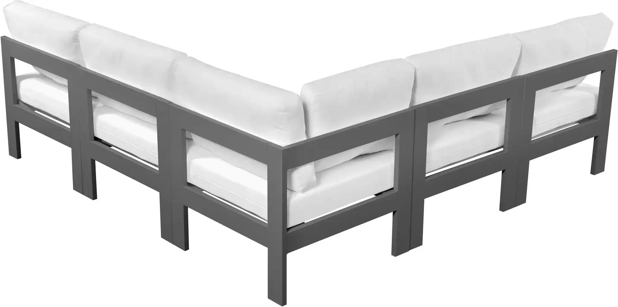 Nizuc - Outdoor Patio 5 Piece Modular Sectional With Gray Frame