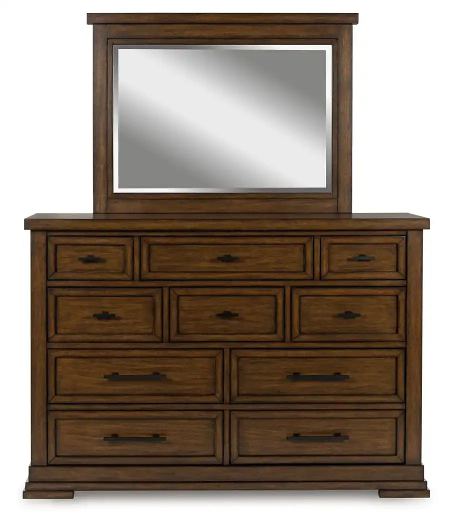Taffenbrook - Dresser And Mirror - Medium Brown - Best Buy Furniture
