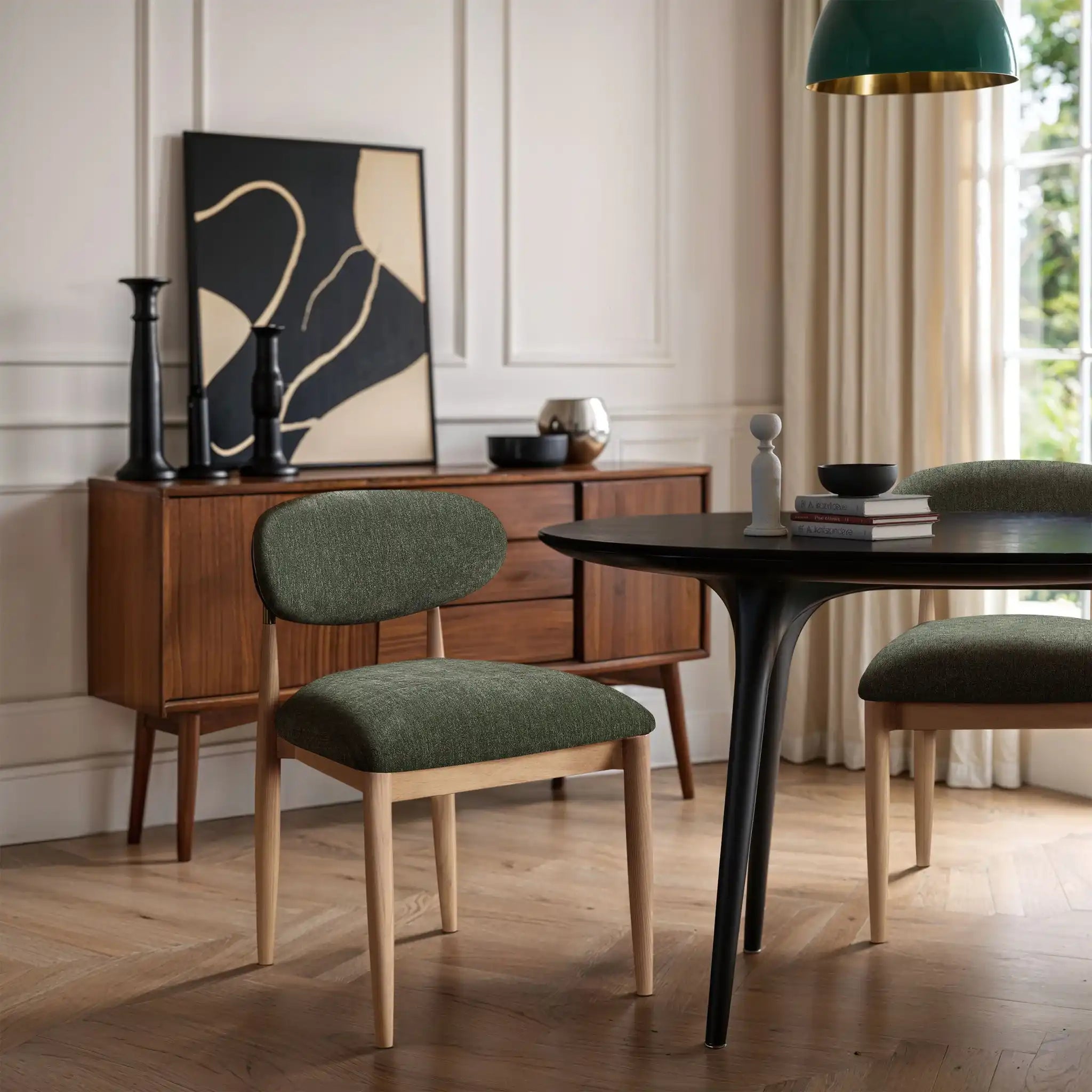 Riccio - Fabric Dining Side Chair (Set of 2) - Natural Frame
