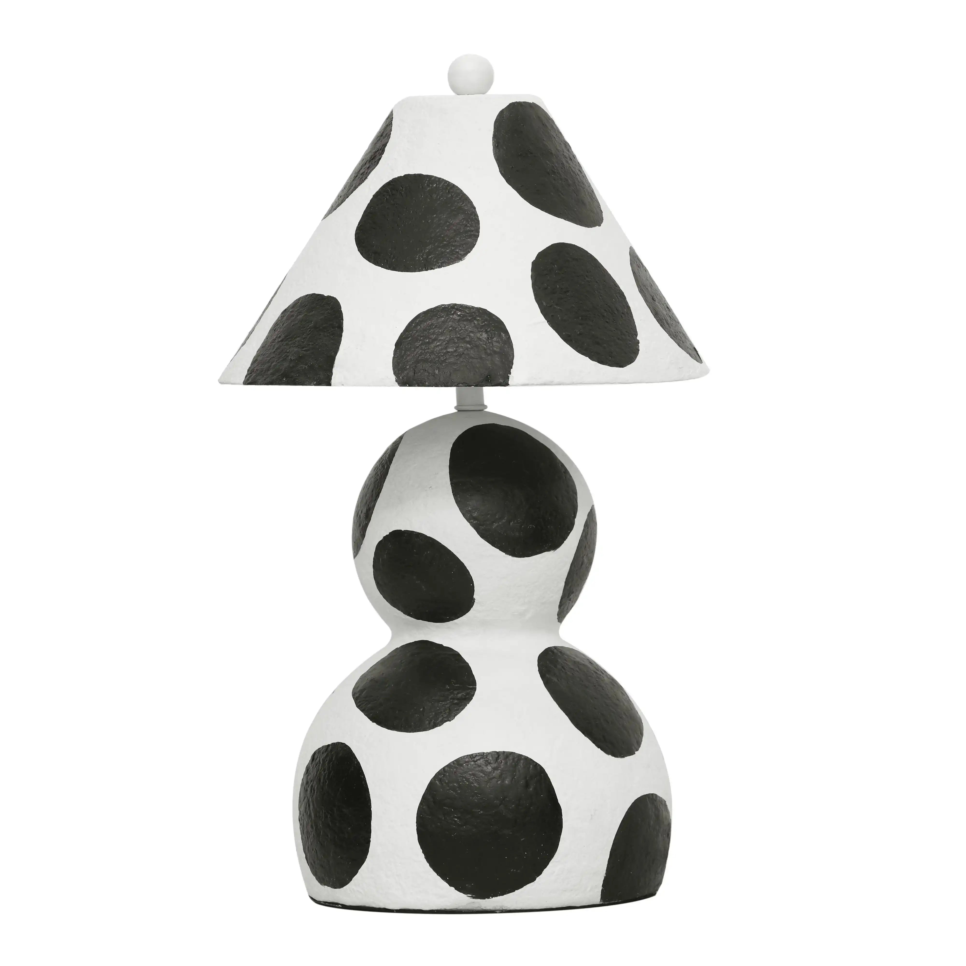 Lerici - Papier Mache Table Lamp - Black And White - Best Buy Furniture