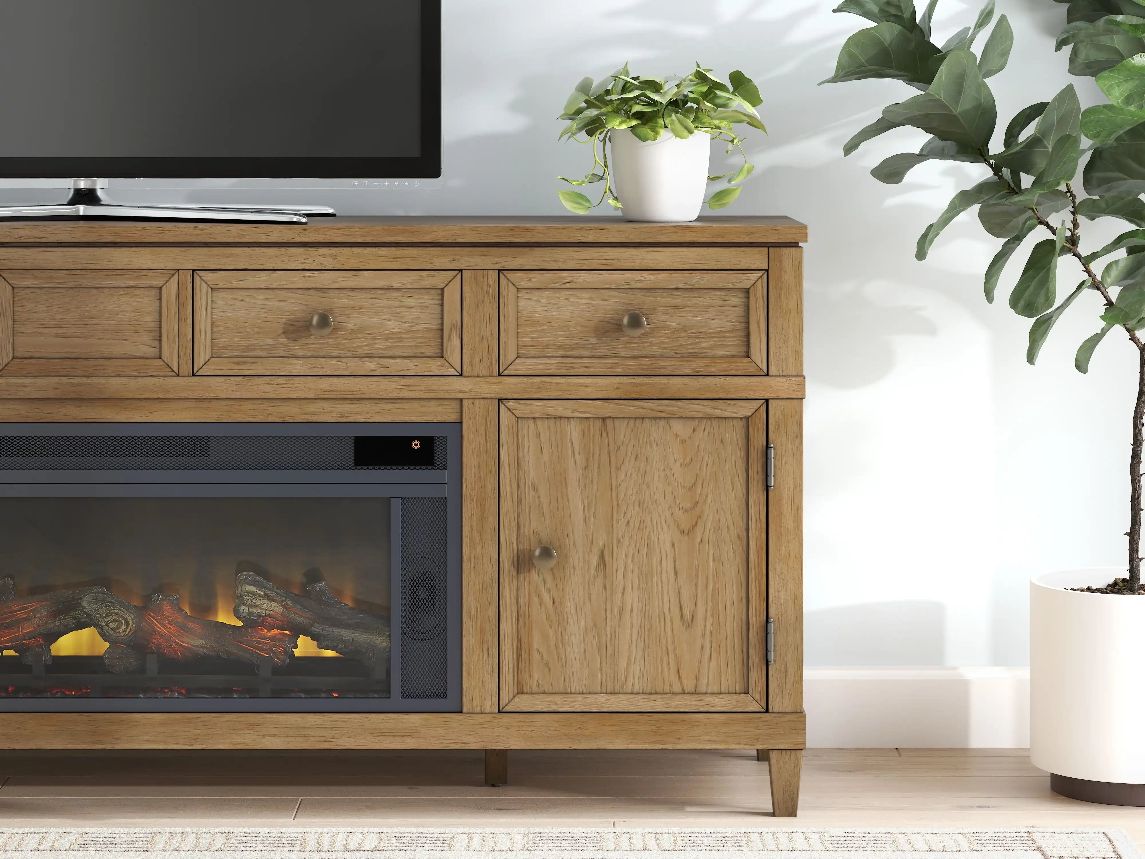 Sharlance - 81" TV Stand With Electric Fireplace - Best Buy Furniture