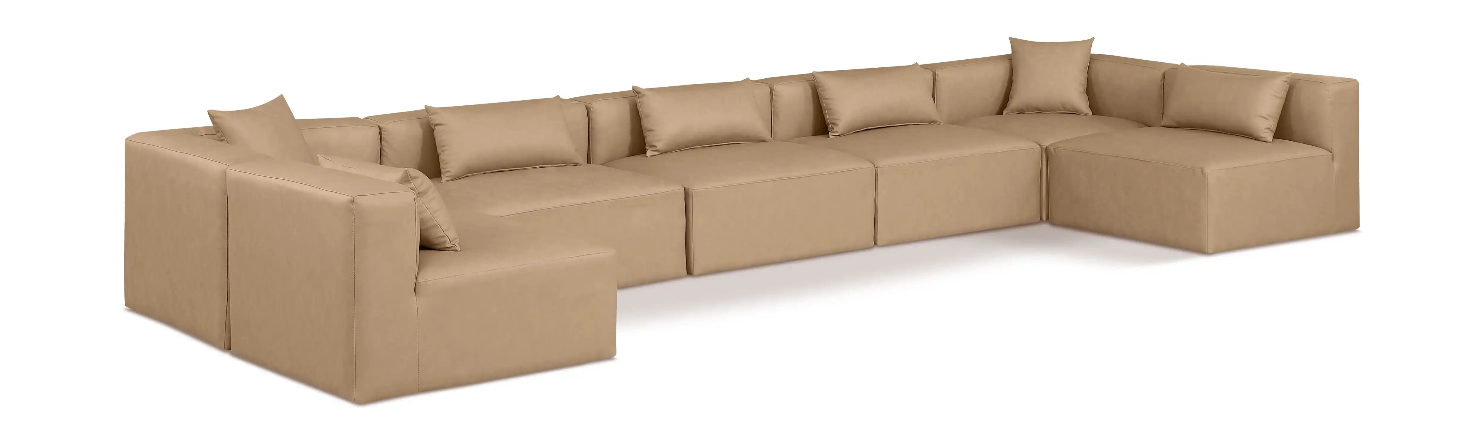 Cube - 7 Piece Modular U-Shaped Sectional - Tan - Best Buy Furniture