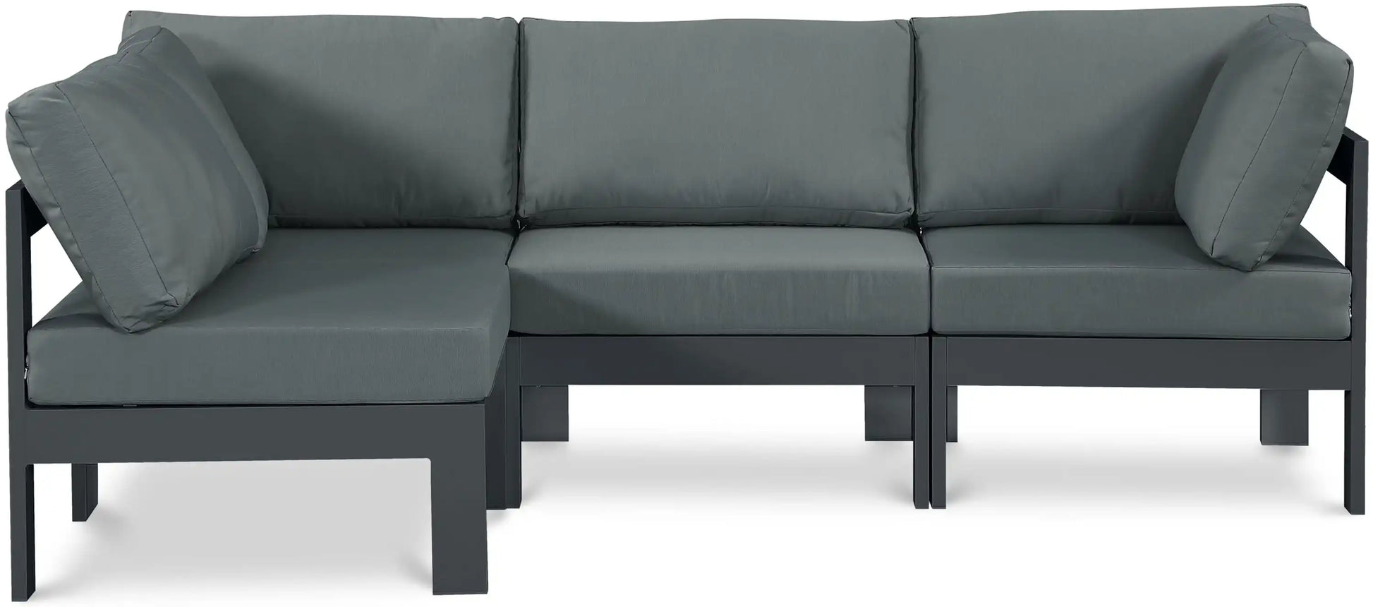 Nizuc - Outdoor Patio 4 Piece Modular Sectional With Gray Frame - Best Buy Furniture