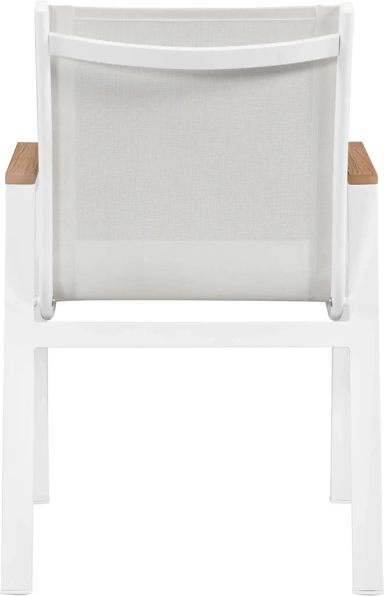 Nizuc - Outdoor Patio Dining Arm Chair With White Frame And Natural Arms (Set of 2)