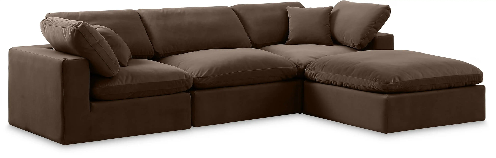 Comfy - 4 Piece Velvet Modular Sectional With Chaise - Best Buy Furniture
