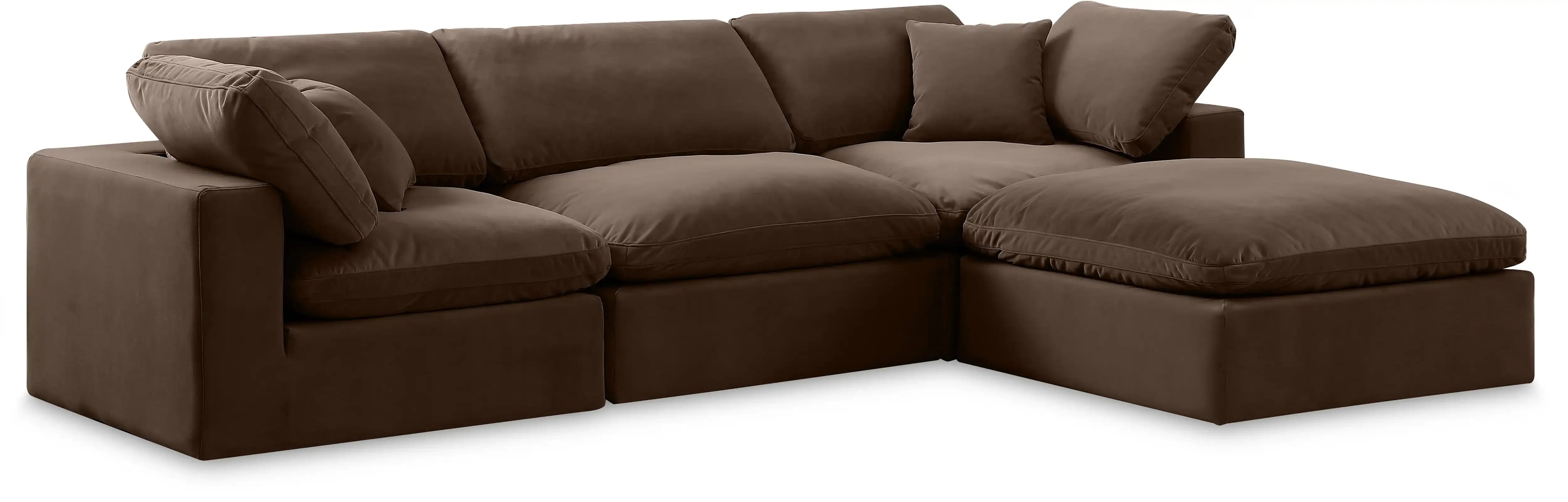 Comfy - 4 Piece Velvet Modular Sectional With Chaise - Best Buy Furniture