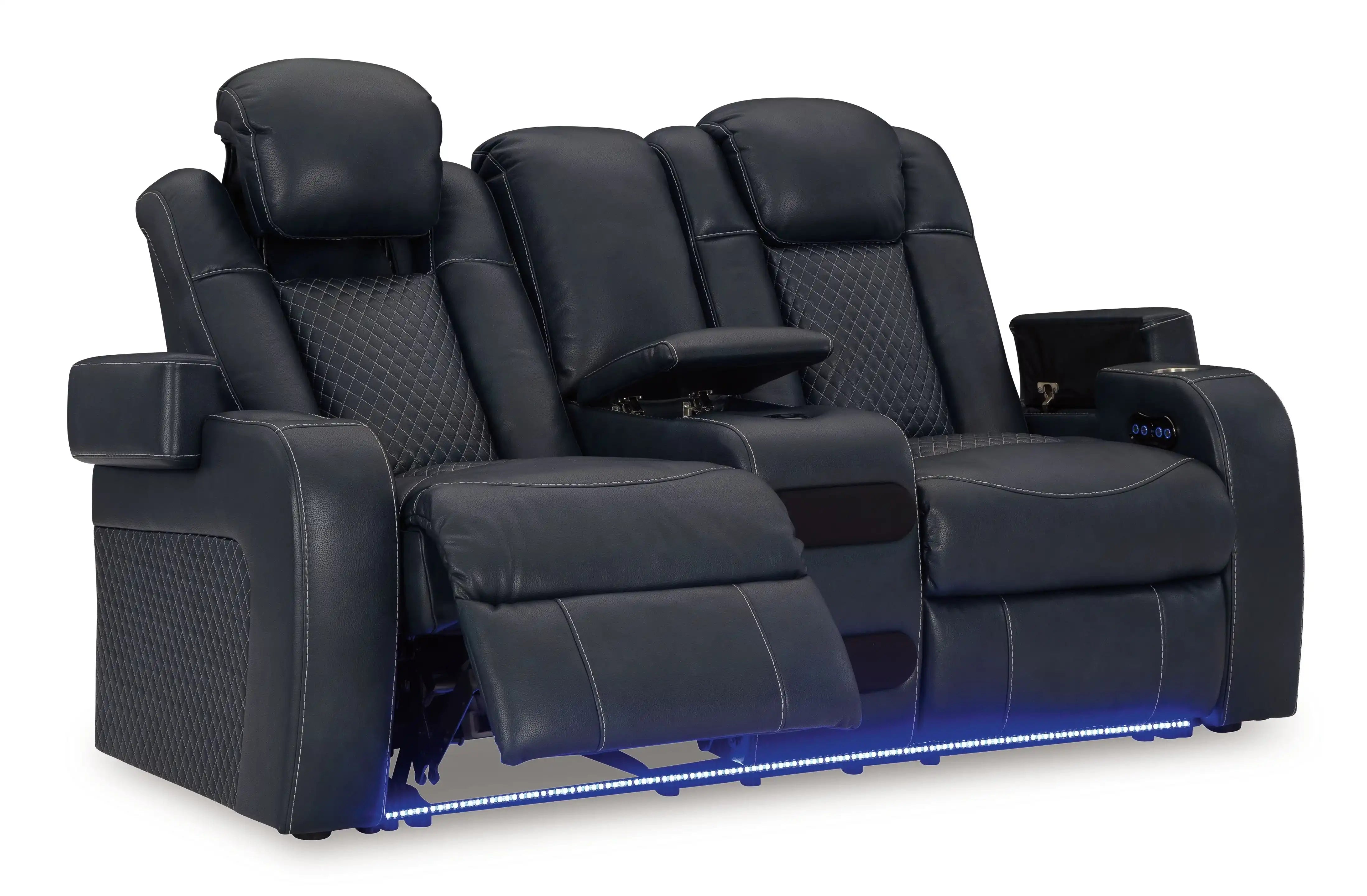 Fyne-dyme - Power Reclining Loveseat With Console/Adj Hdrst - Best Buy Furniture