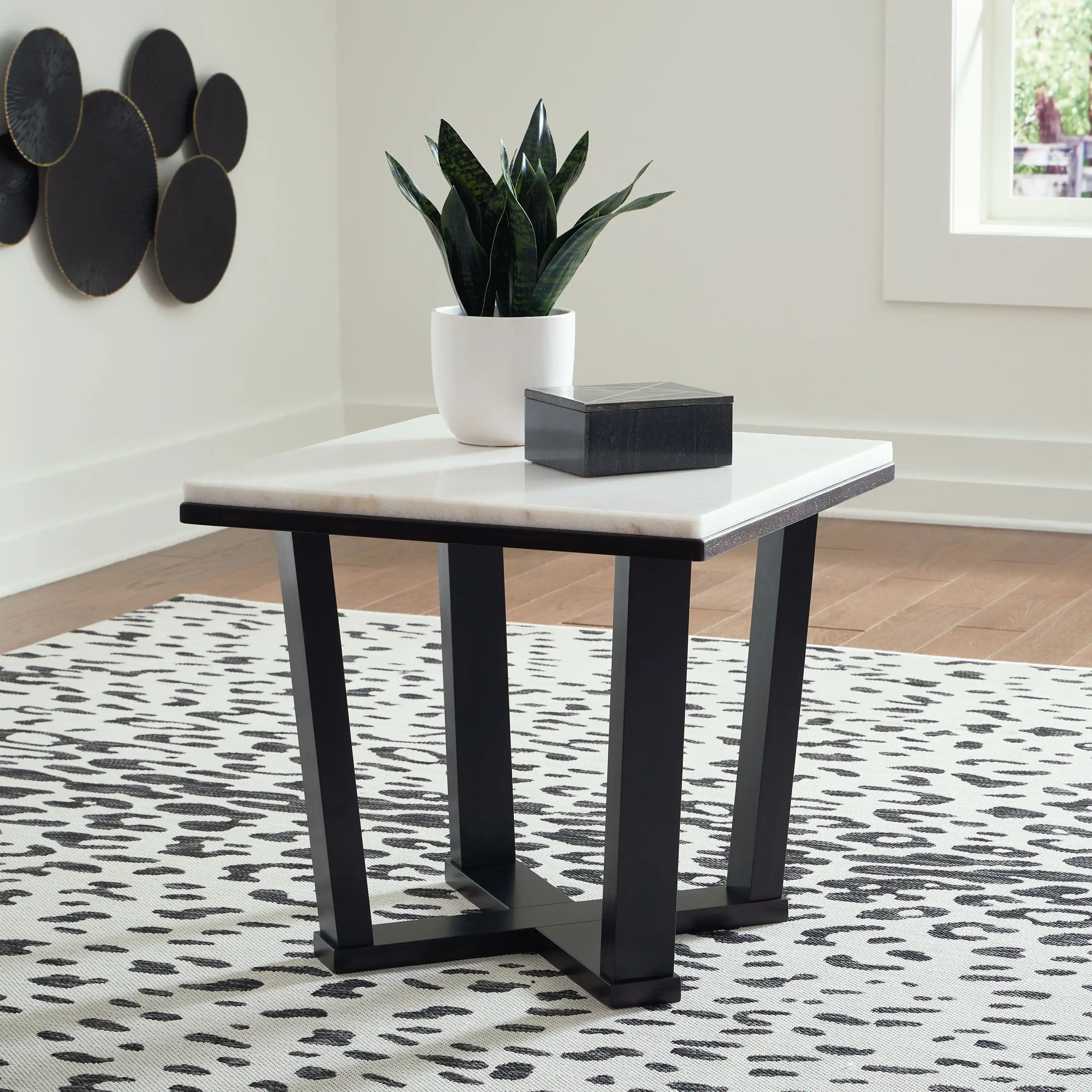 Fostead - Square End Table - White / Espresso - Best Buy Furniture