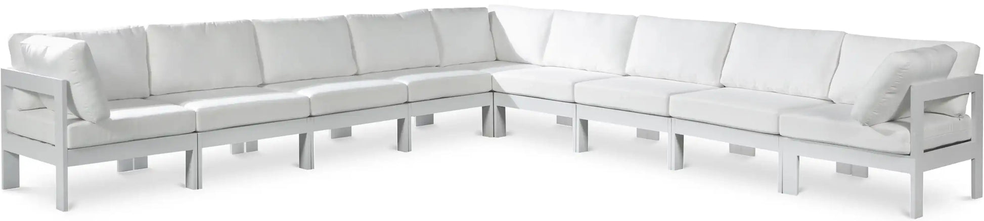 Nizuc - Outdoor Patio 9 Piece Modular Sectional With White Frame - Best Buy Furniture