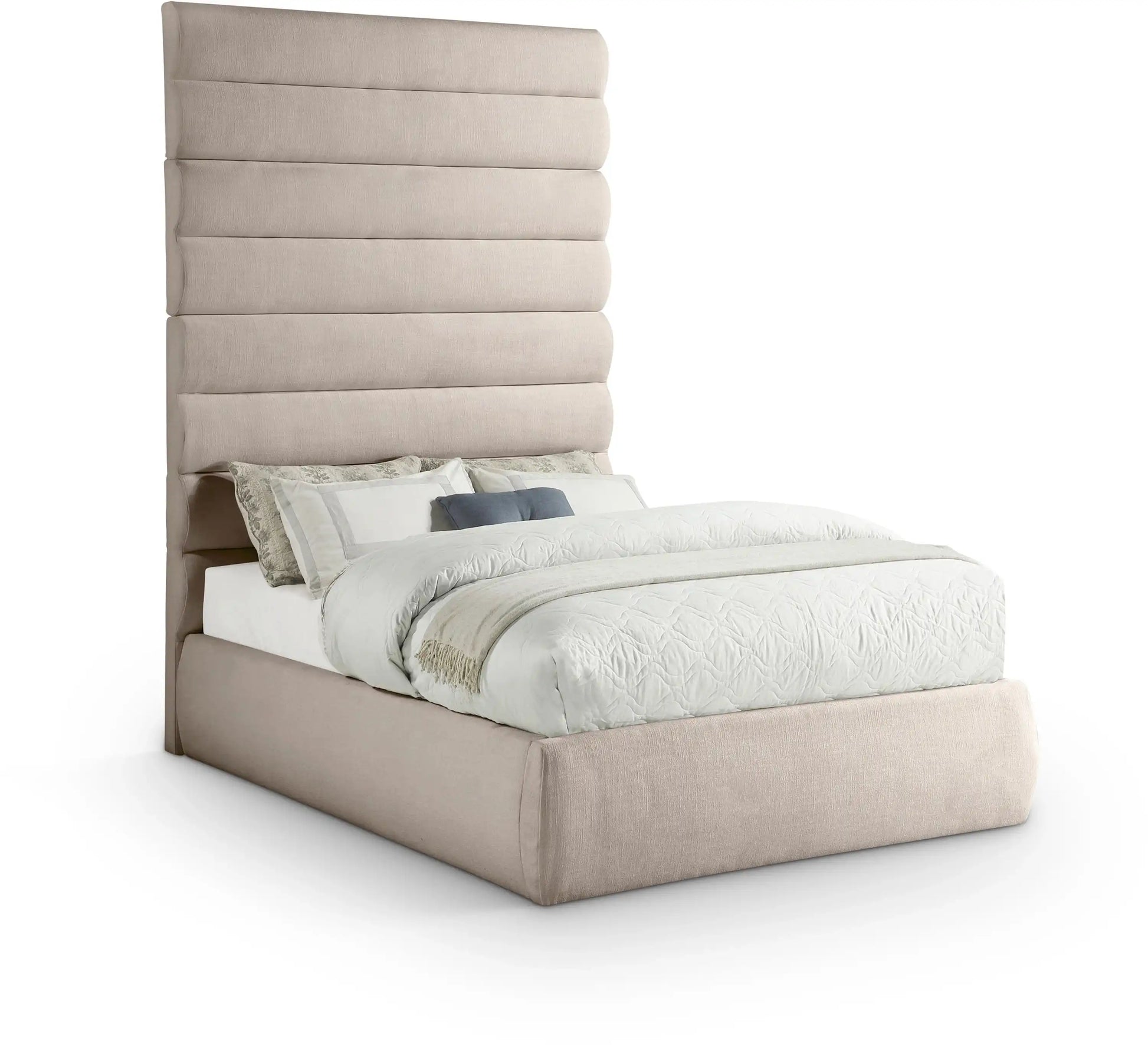 Adam - Linen Fabric Bed With 89" Headboard - Best Buy Furniture