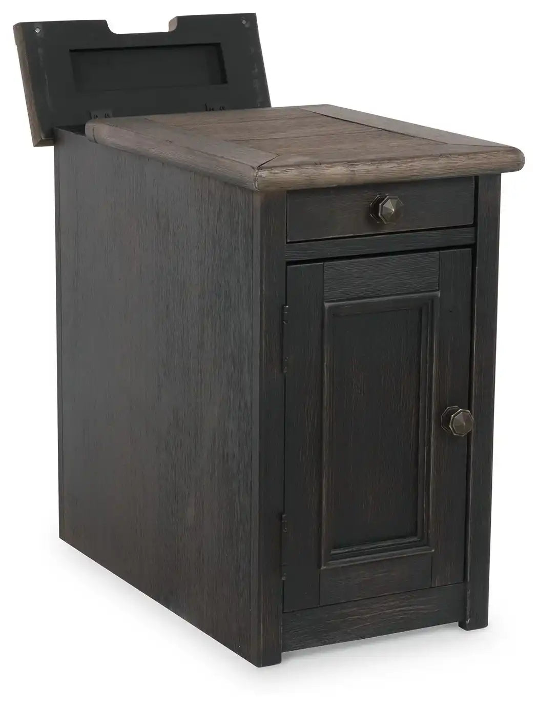 Tyler Creek - Chair Side End Table - Grayish Brown / Black - Best Buy Furniture